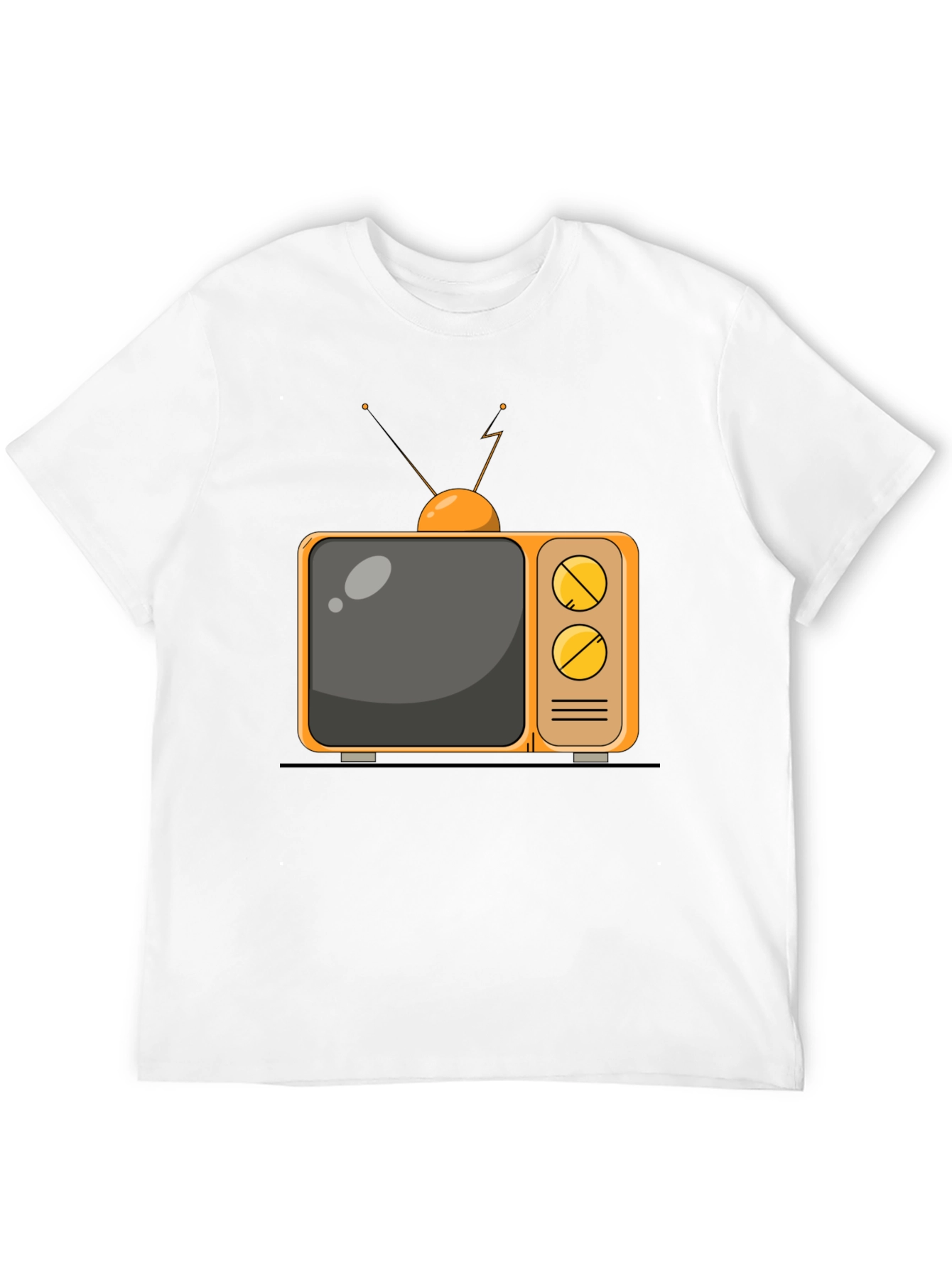 Retro TV Graphic Tee - Black Cotton Blend T-Shirt