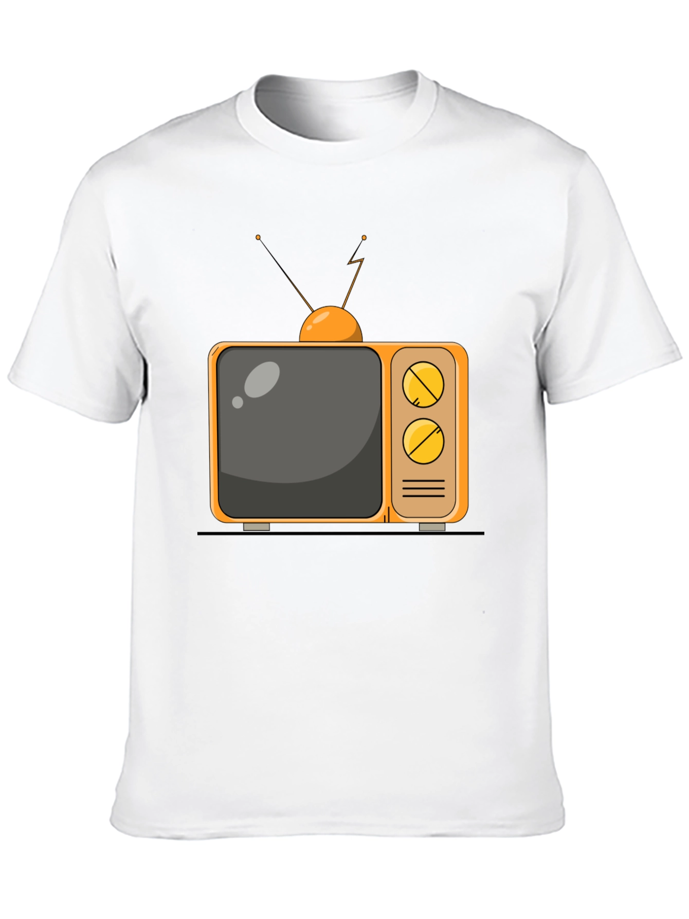 Retro TV Graphic Tee - Black Cotton Blend T-Shirt