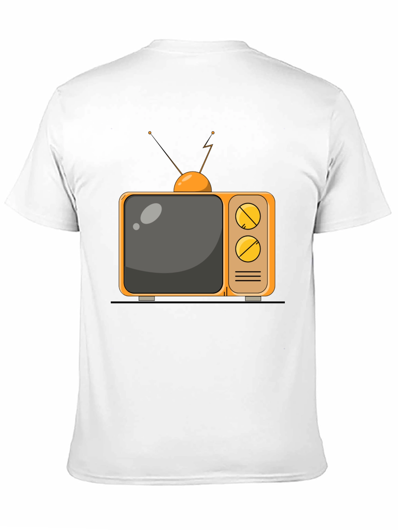 Retro TV Graphic Tee - Black Cotton Blend T-Shirt
