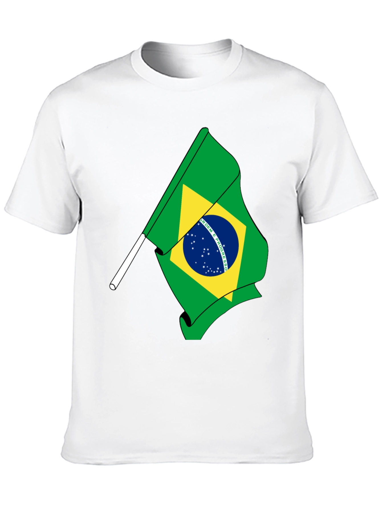 Brazil Flag Graphic Tee - Black Cotton T-Shirt