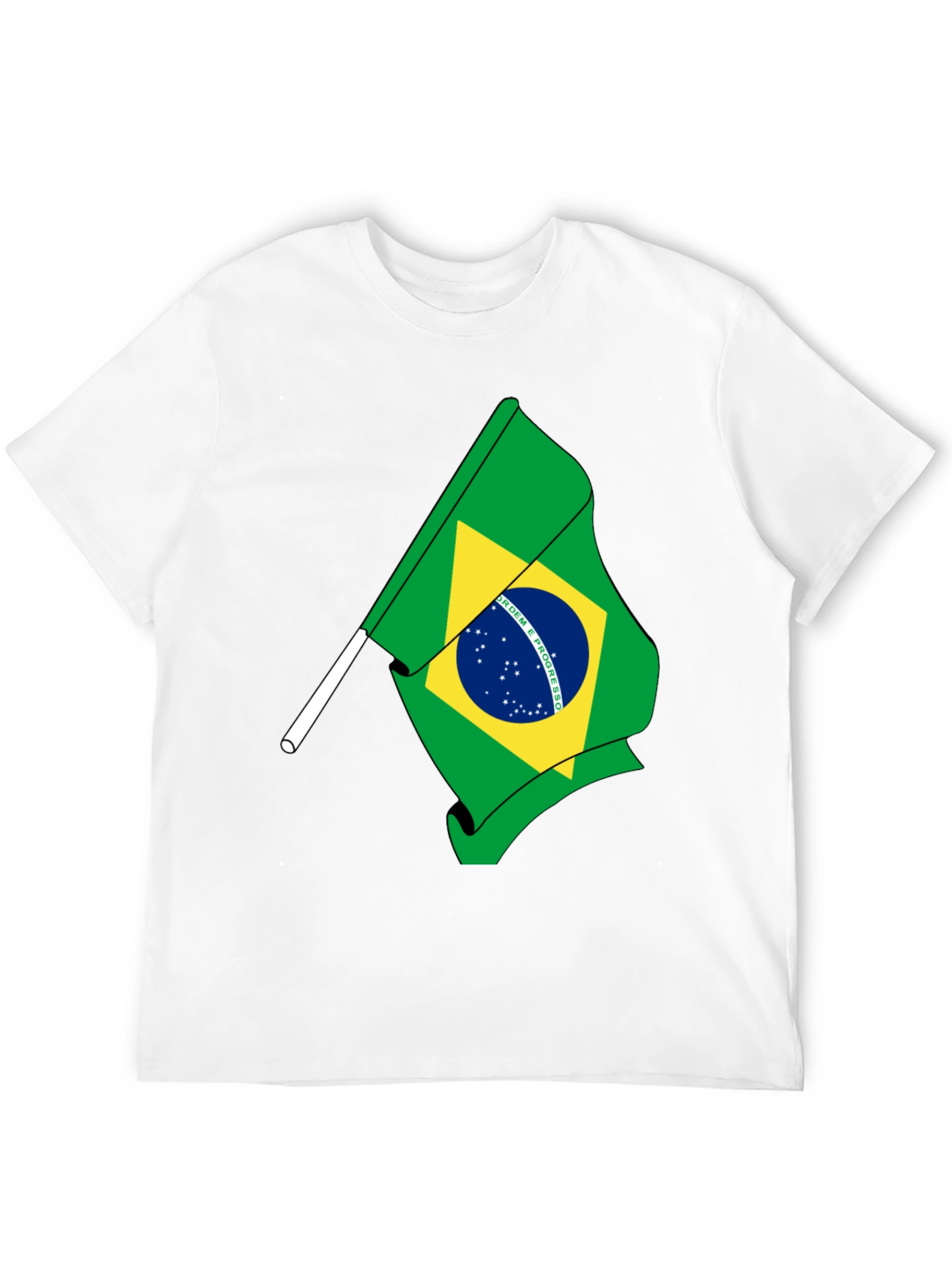 Brazil Flag Graphic Tee - Black Cotton T-Shirt