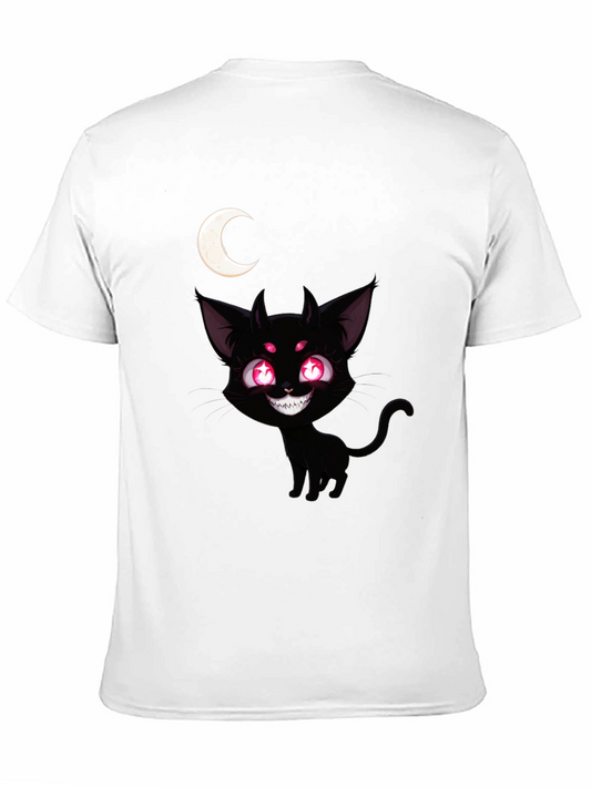Creepy Cute Black Cat Moon Graphic Tee