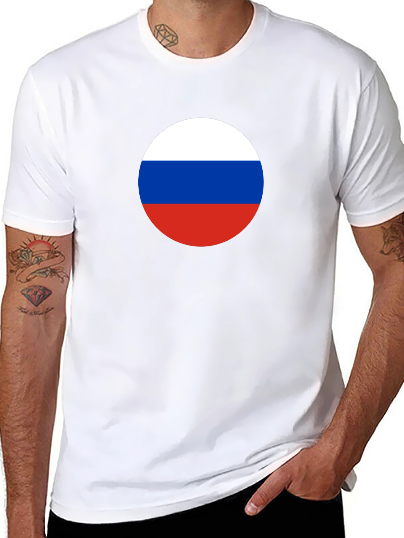 Russian Flag T-Shirt - Round Design