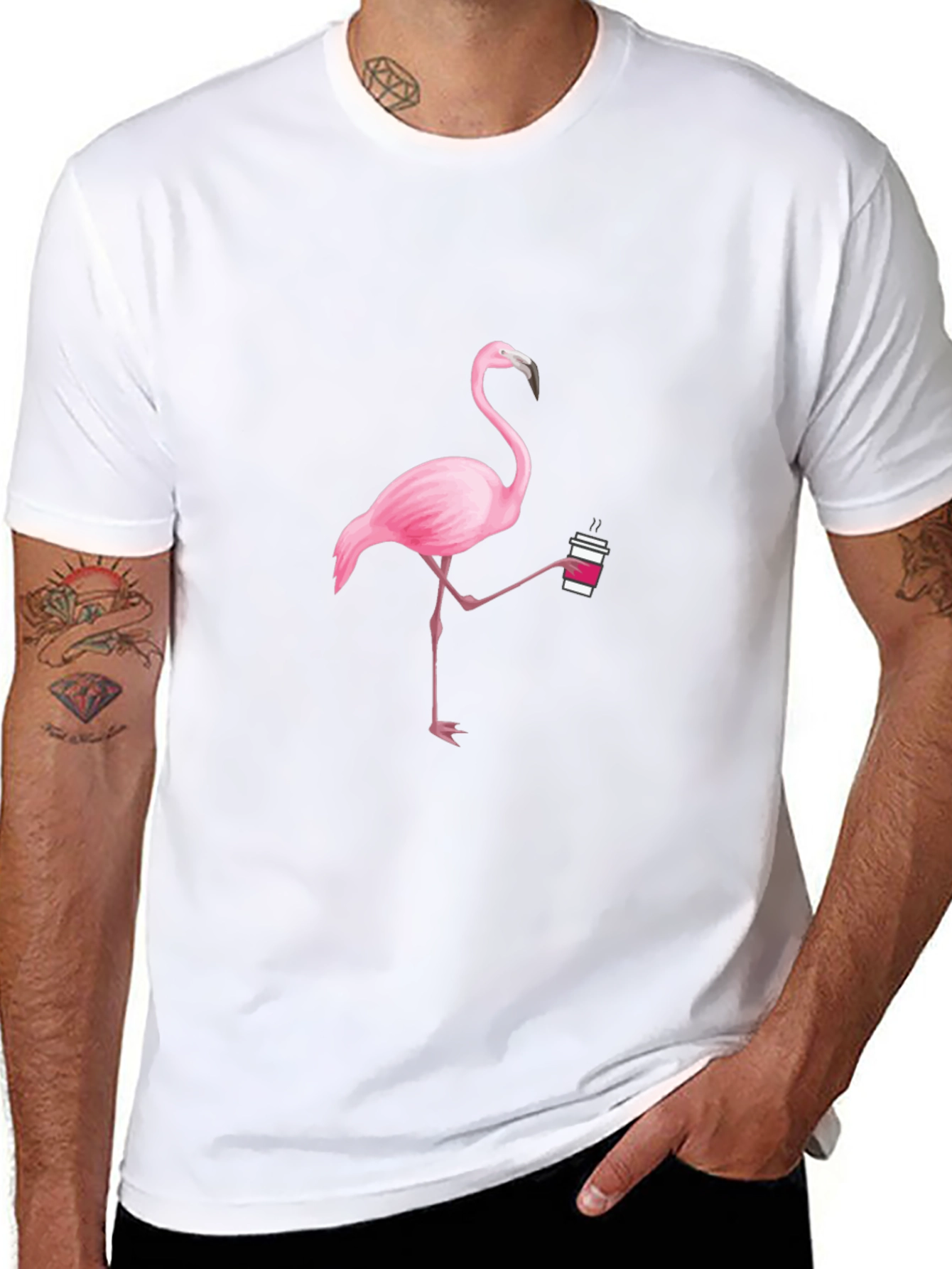 Flamingo Coffee Black T-Shirt
