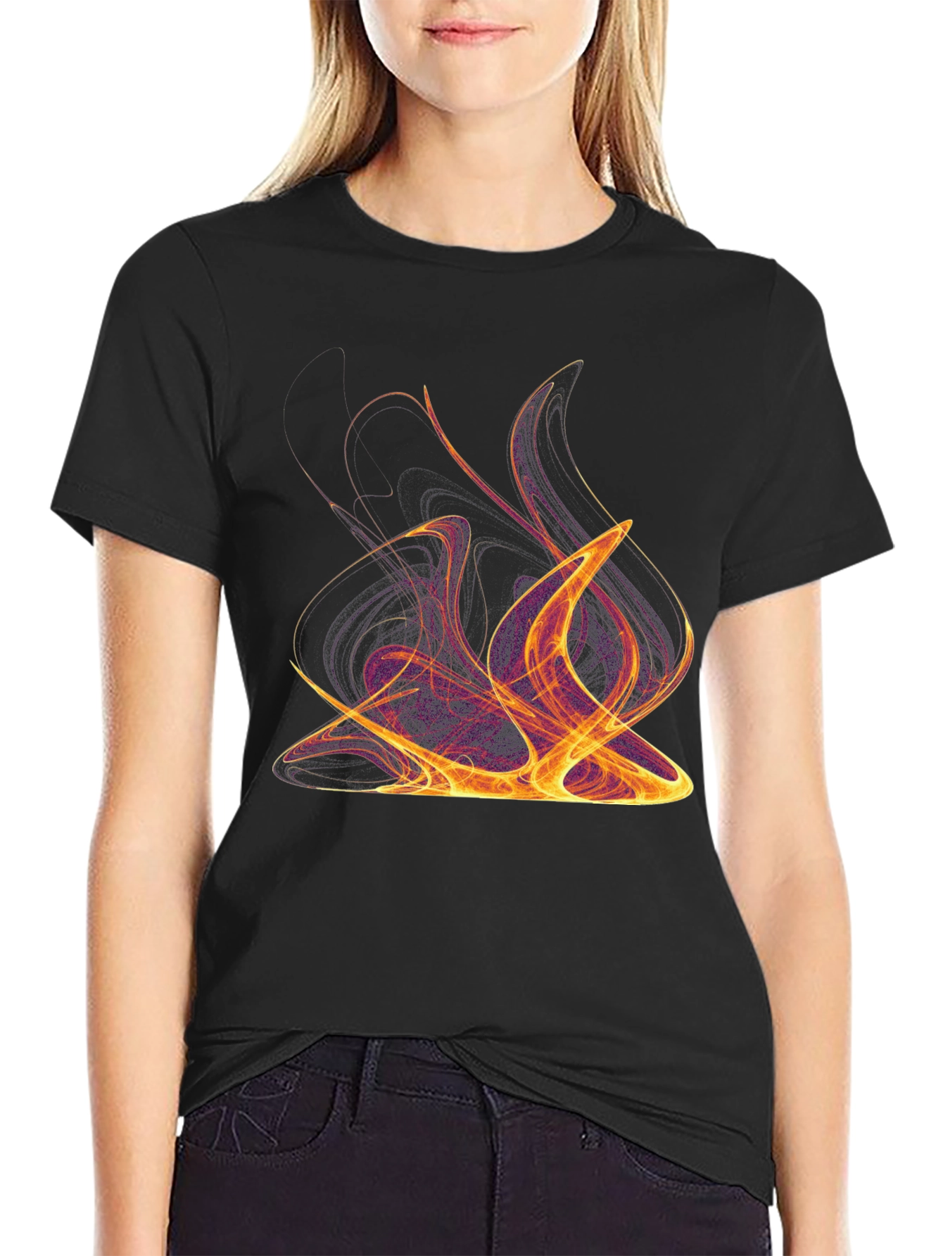 Abstract Flame Graphic Tee - Premium Black T-Shirt