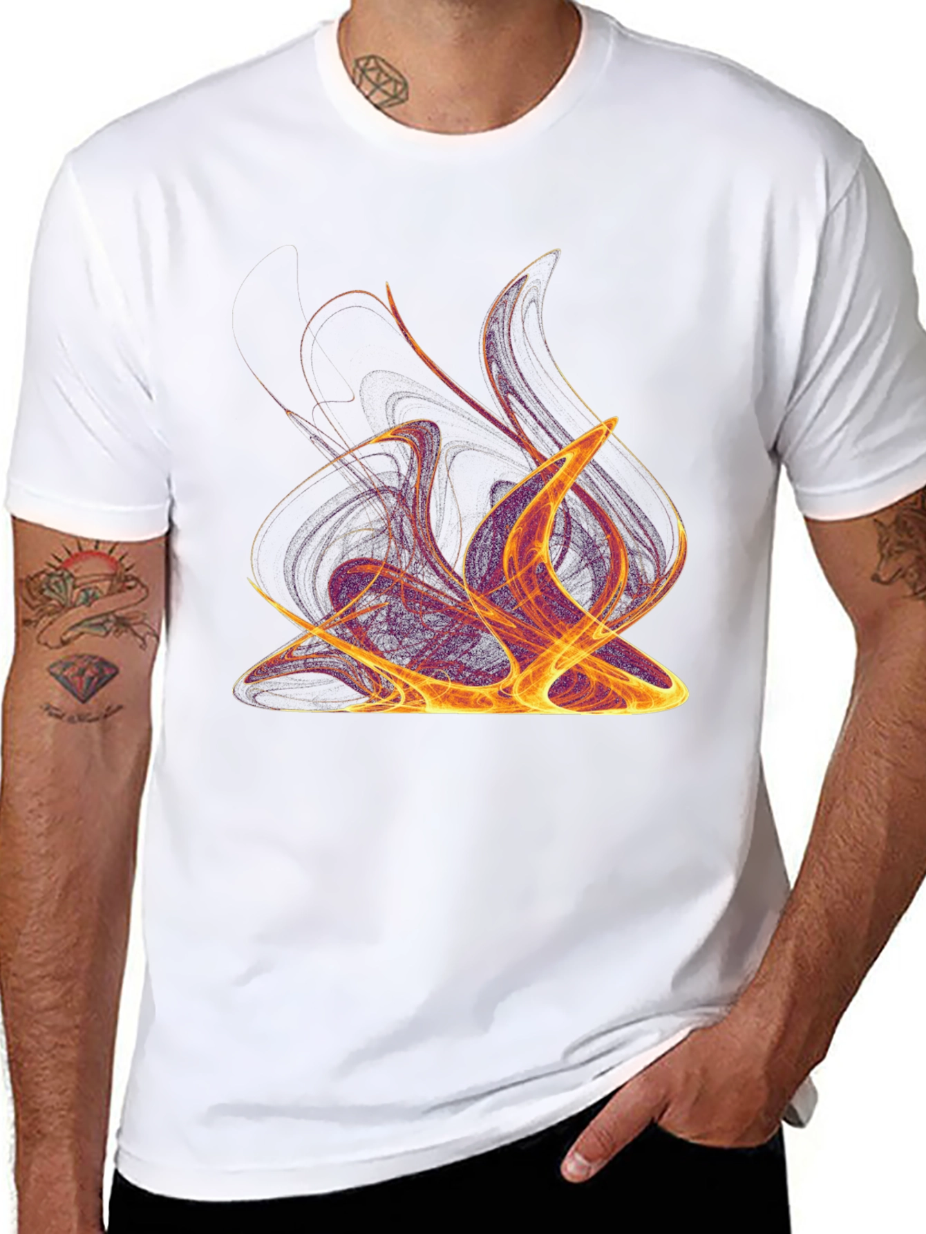Abstract Flame Graphic Tee - Premium Black T-Shirt