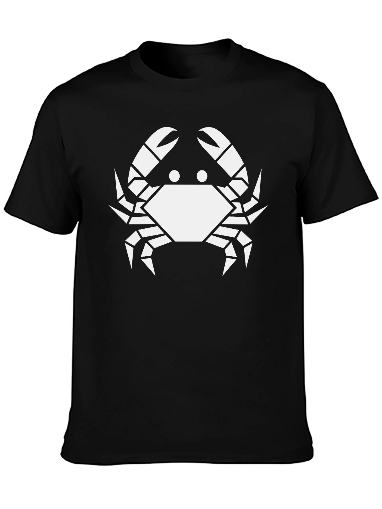 Geometric Crab Graphic Tee - Black Cotton T-Shirt