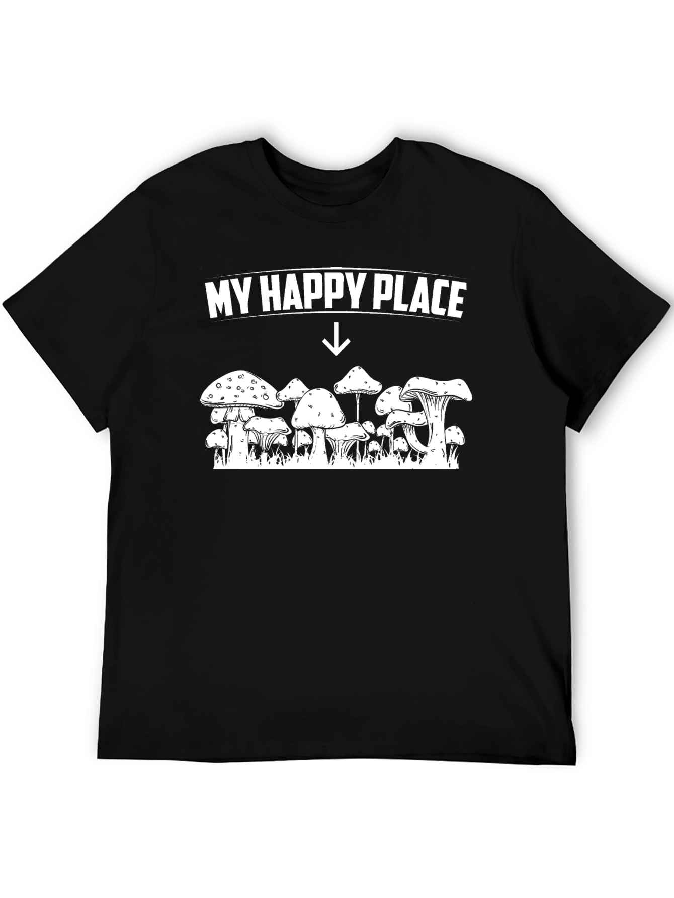 My Happy Place Mushroom Graphic Tee - Black