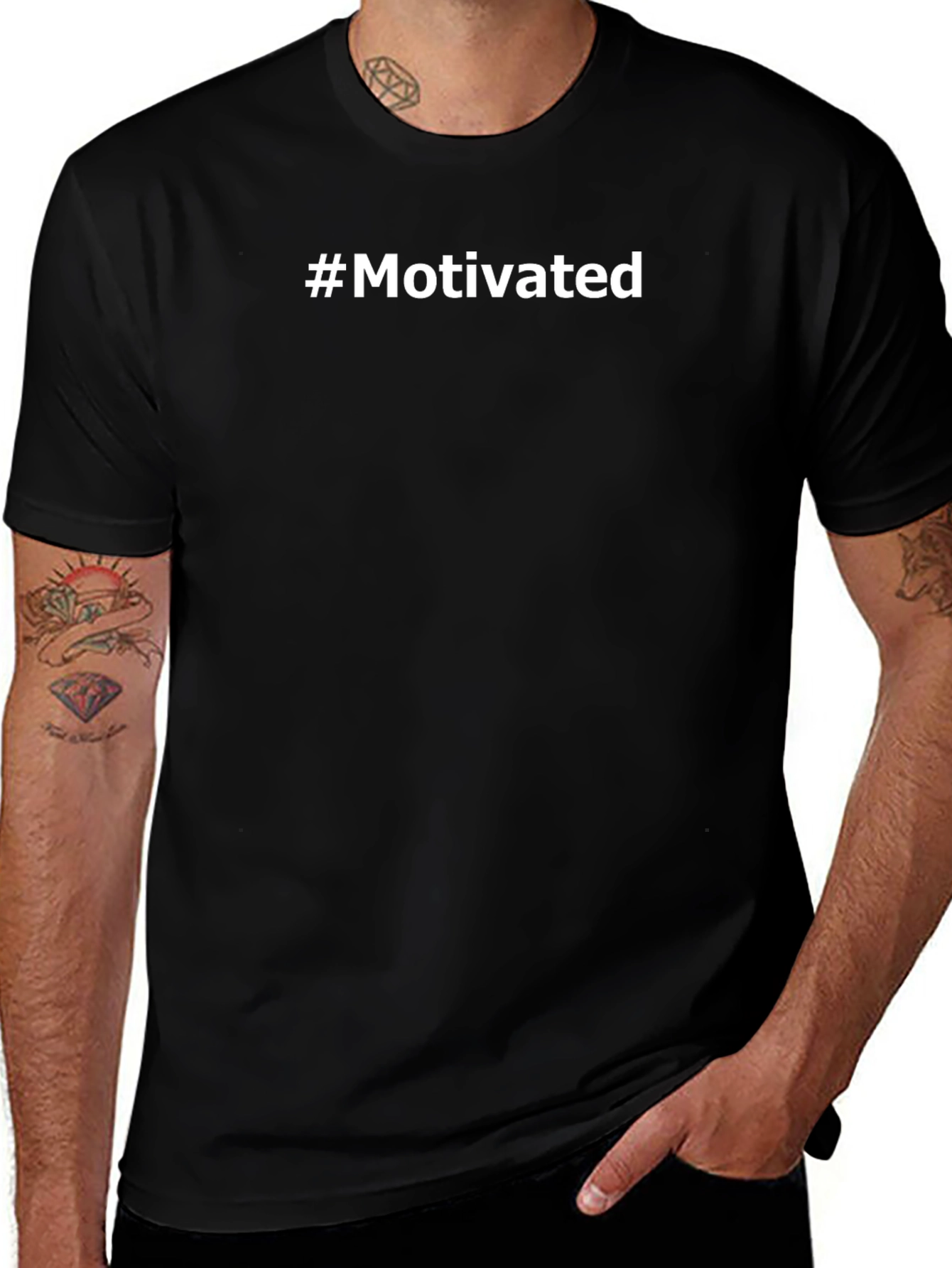 #Motivated Black T-Shirt - Inspirational Graphic Tee
