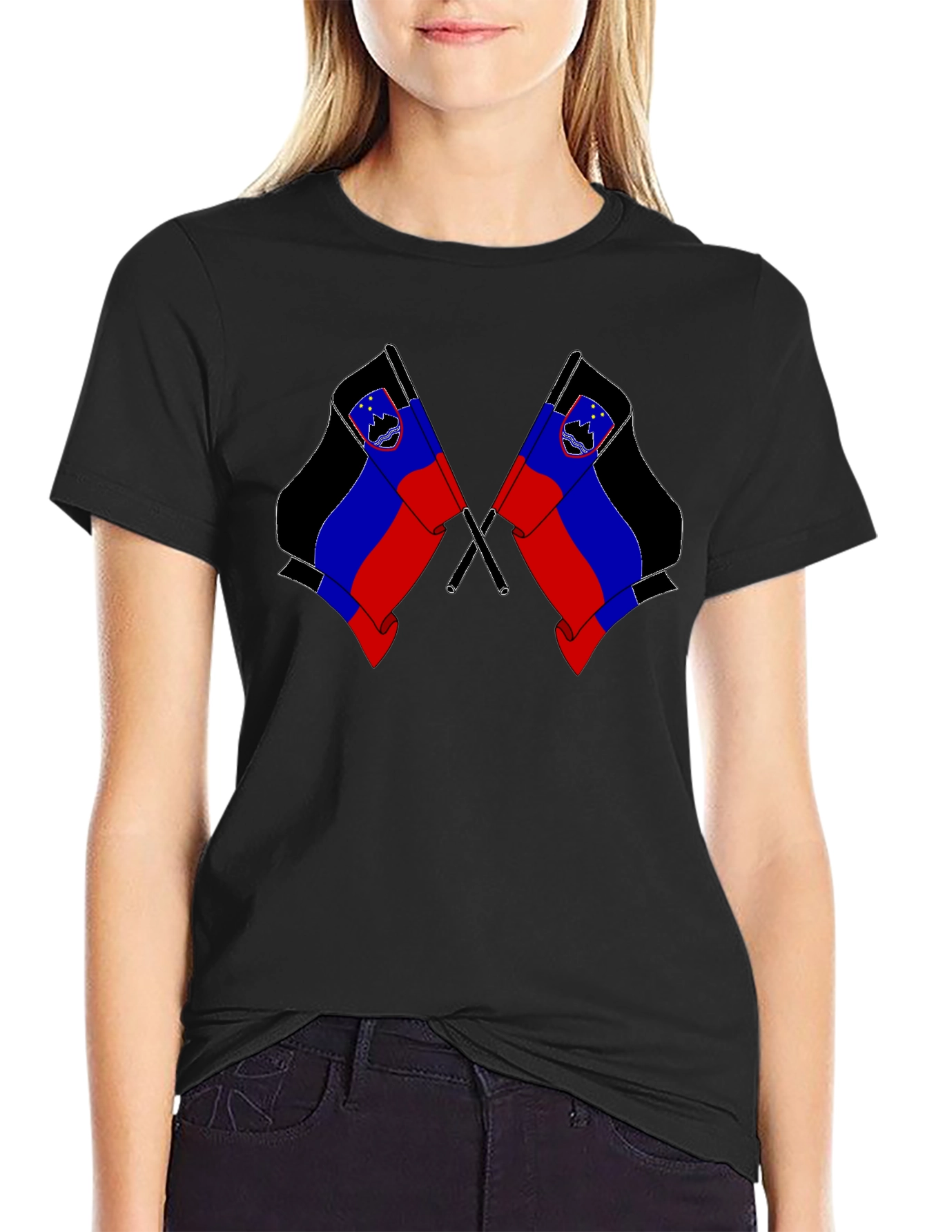 Slovenian Flag Graphic Black T-Shirt
