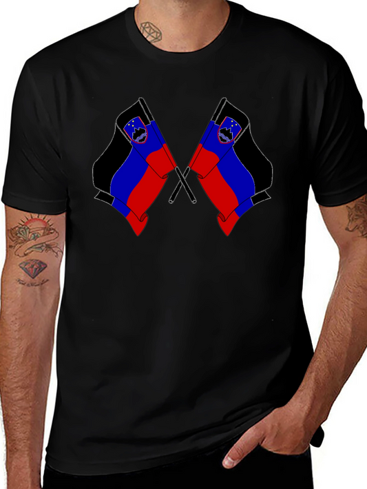 Slovenian Flag Graphic Black T-Shirt