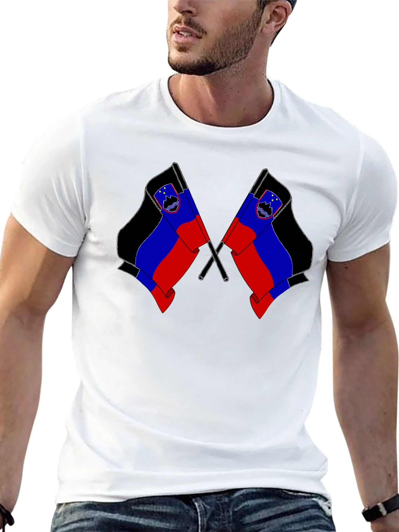 Slovenian Flag Graphic Black T-Shirt