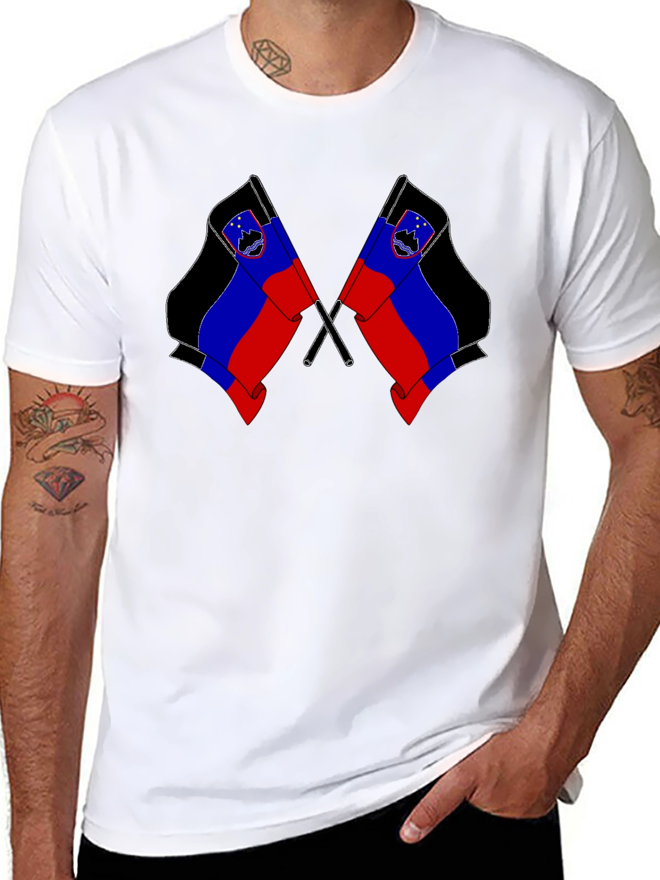 Slovenian Flag Graphic Black T-Shirt
