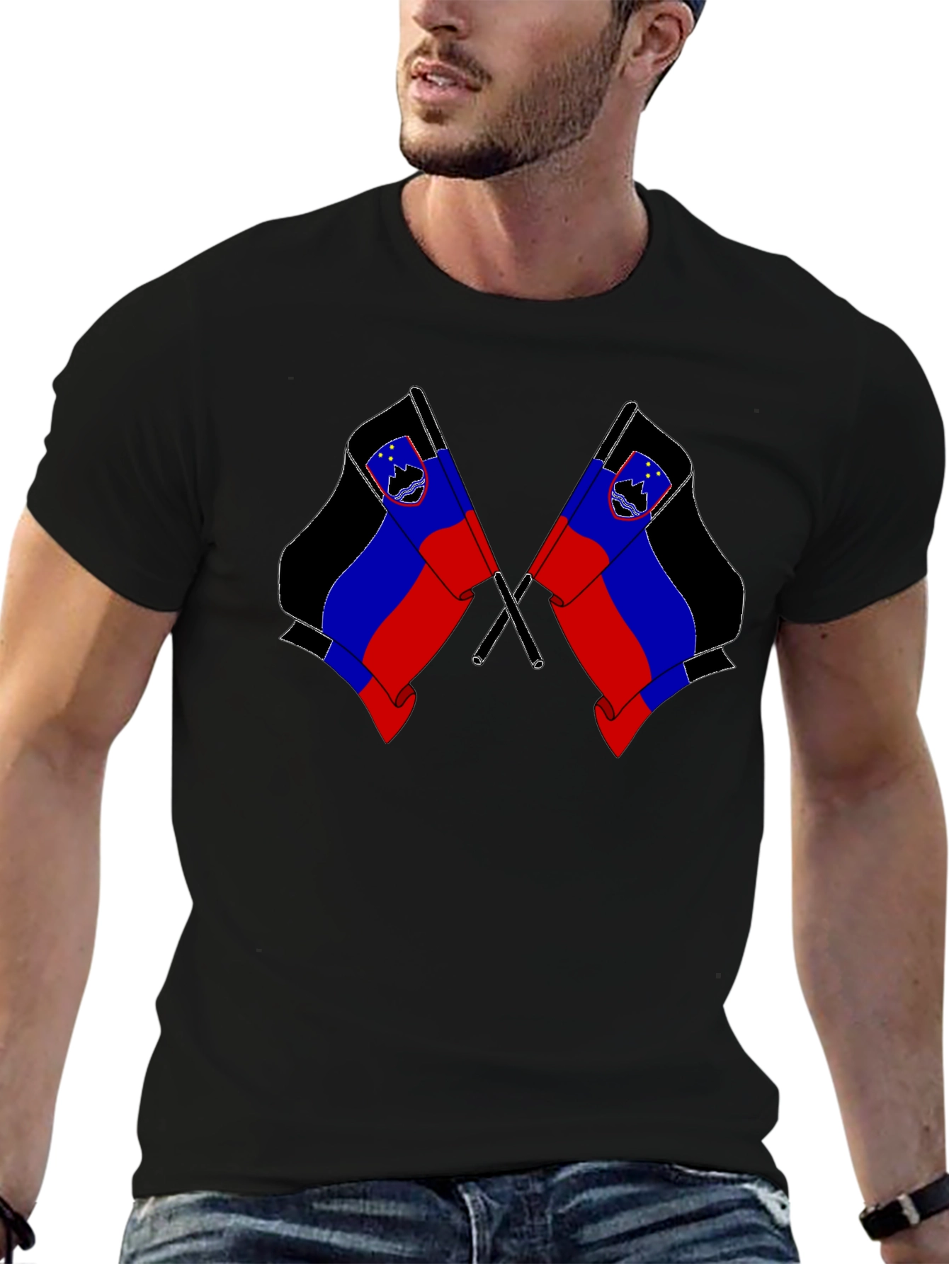 Slovenian Flag Graphic Black T-Shirt