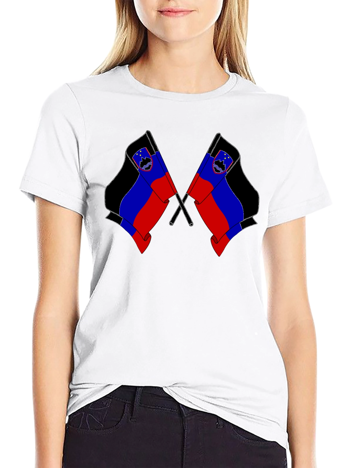Slovenian Flag Graphic Black T-Shirt