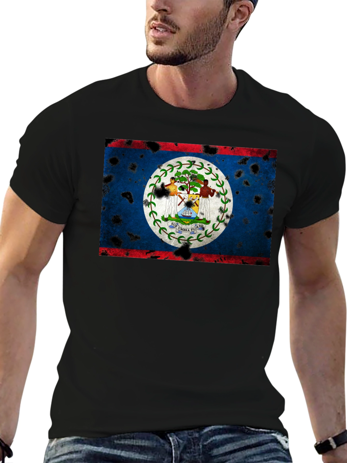 Belize Flag Distressed Graphic T-Shirt