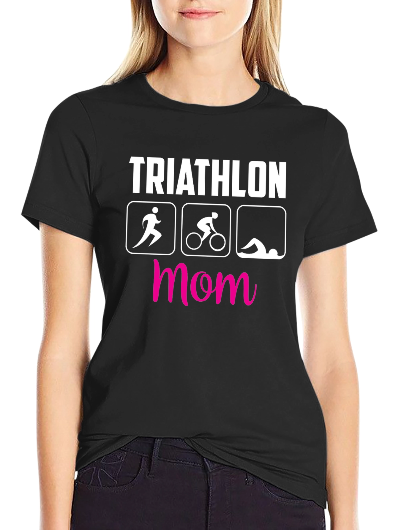 Triathlon Mom T-Shirt - Black Short Sleeve Tee