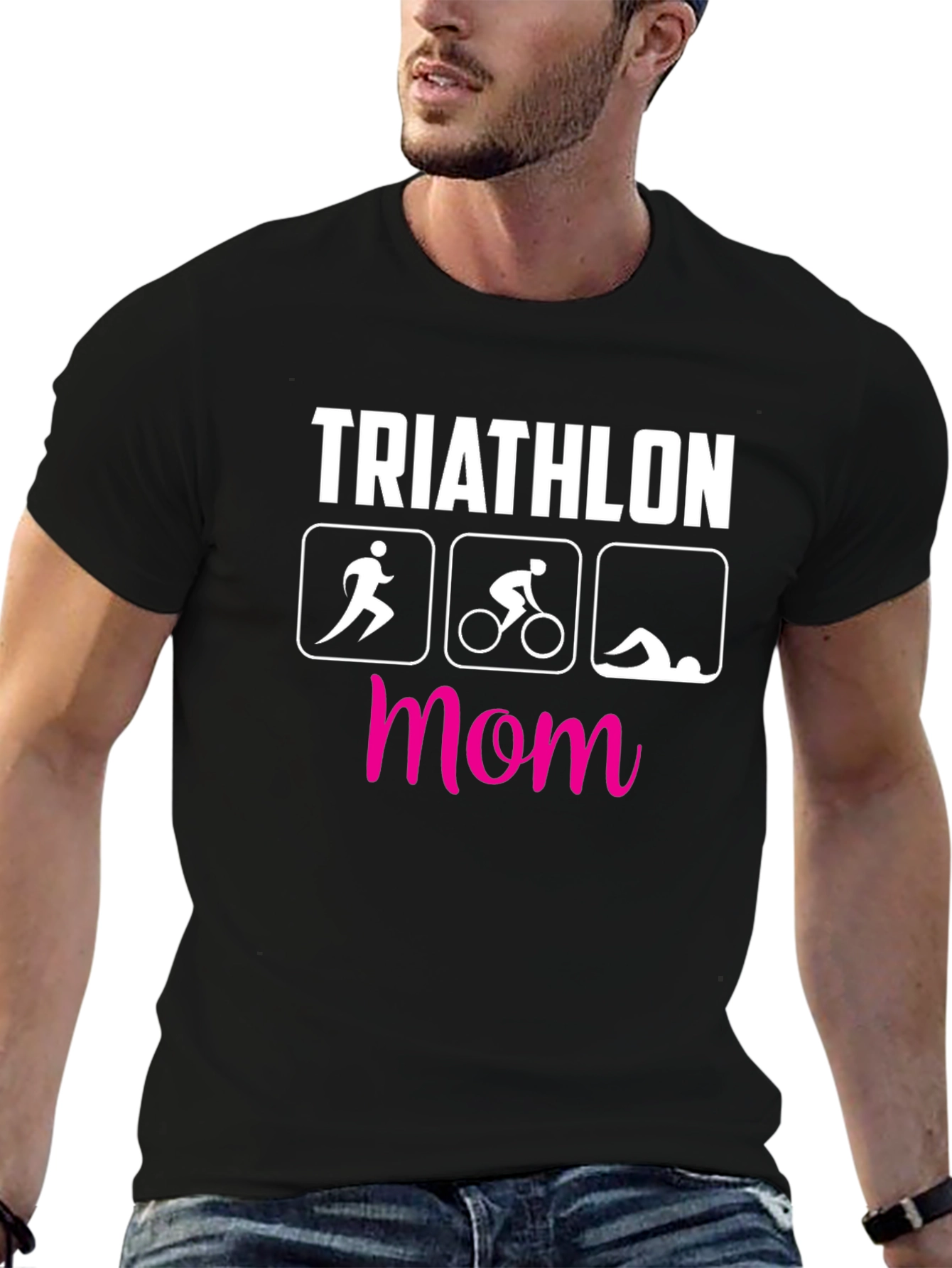 Triathlon Mom T-Shirt - Black Short Sleeve Tee