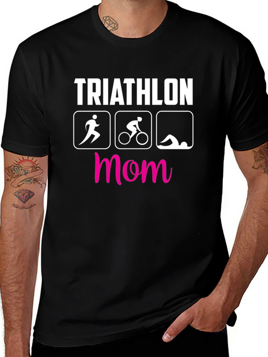 Triathlon Mom T-Shirt - Black Short Sleeve Tee