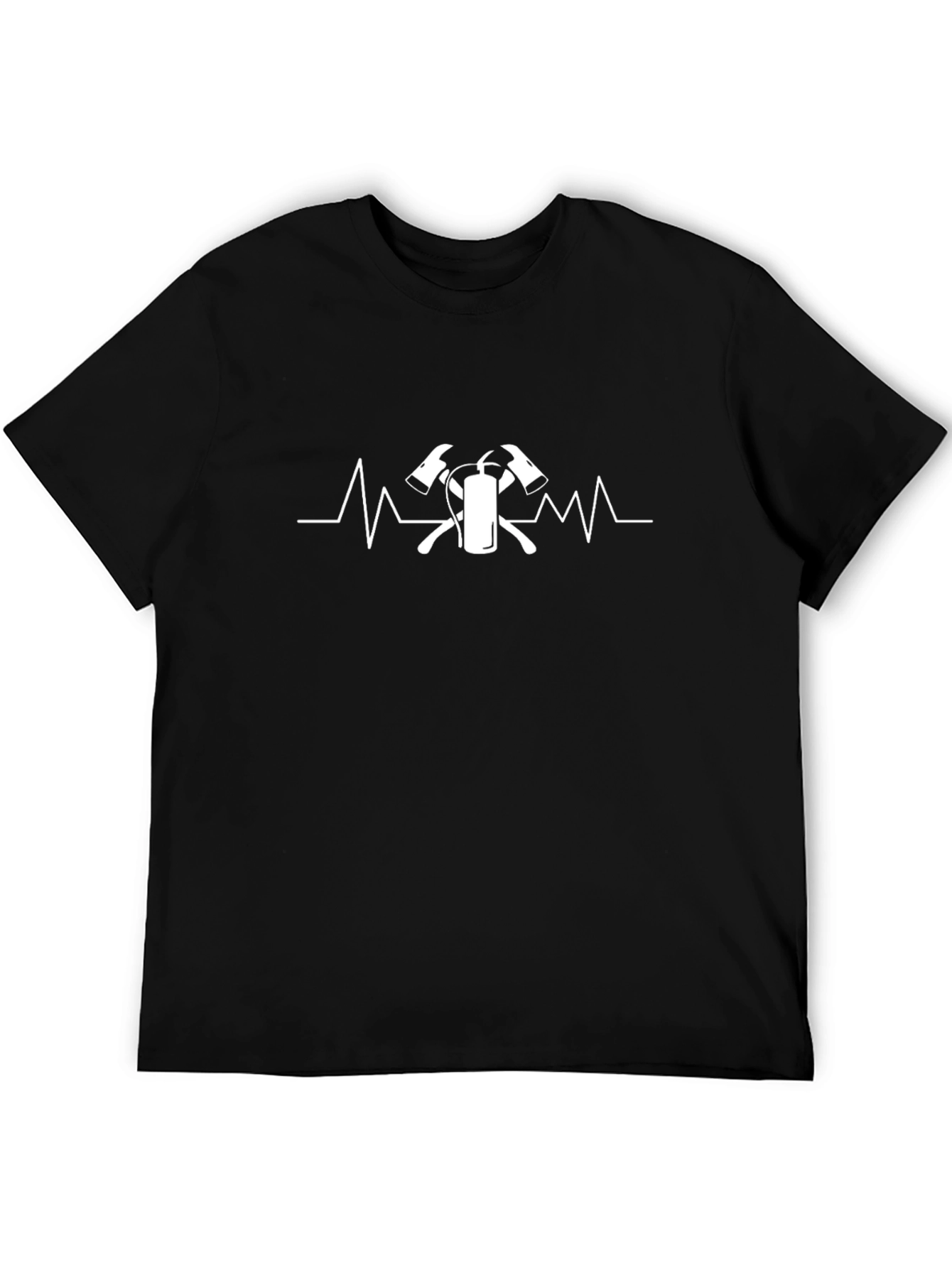 Firefighter Heartbeat T-Shirt - Axe and Extinguisher Design