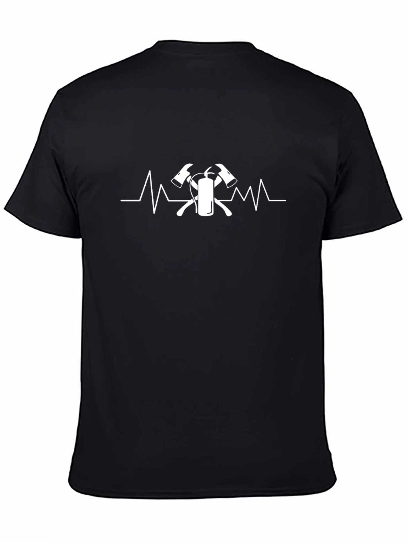 Firefighter Heartbeat T-Shirt - Axe and Extinguisher Design
