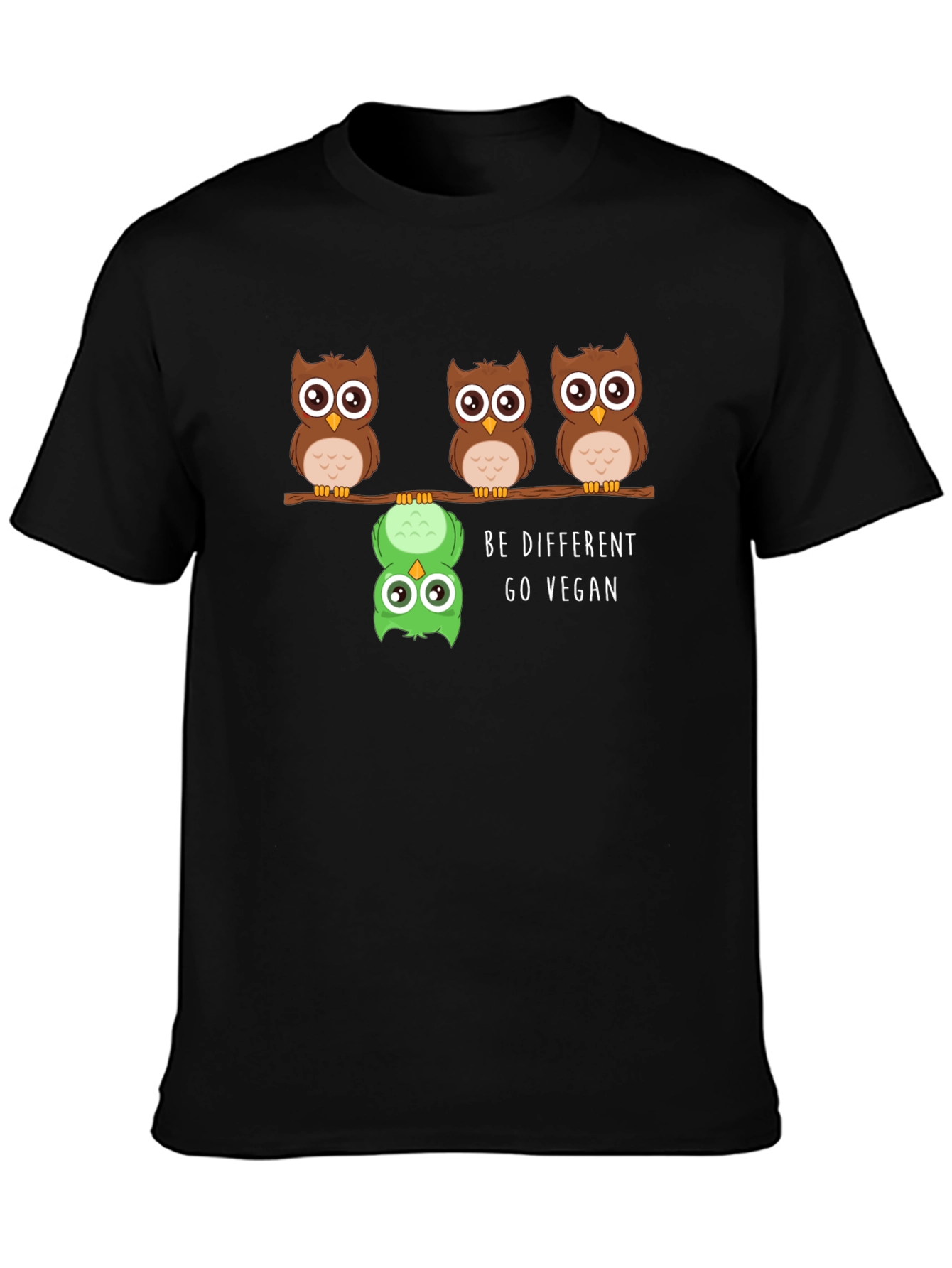 Be Different Go Vegan Owl Graphic Tee