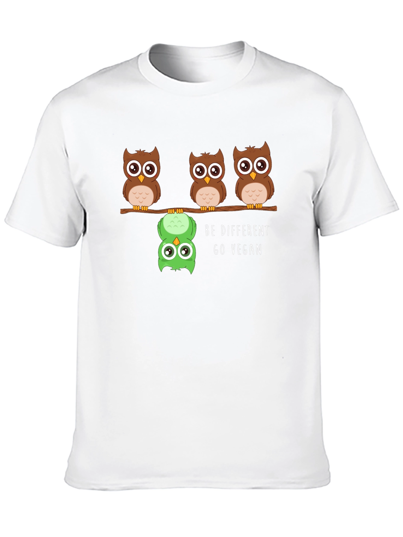 Be Different Go Vegan Owl Graphic Tee