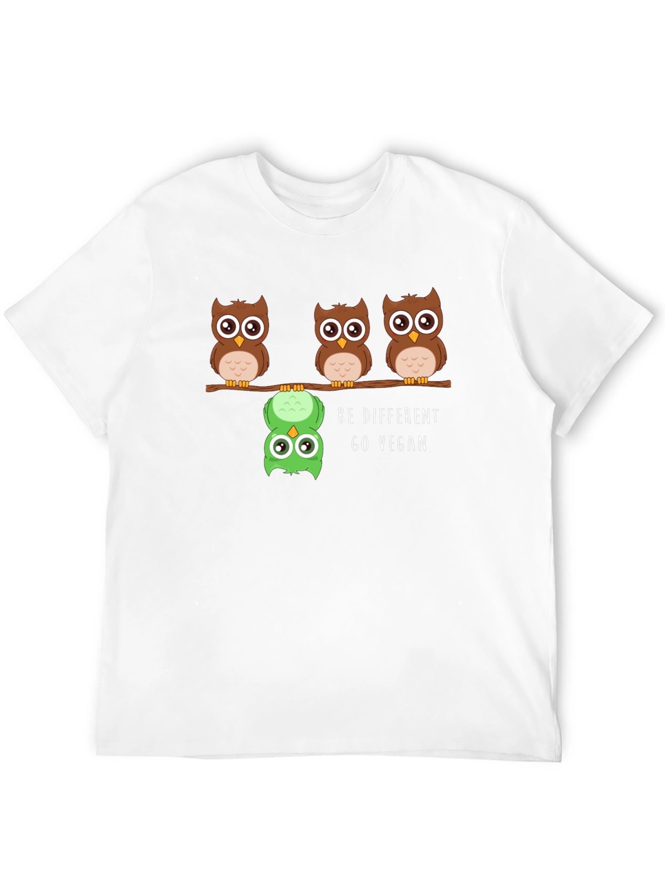 Be Different Go Vegan Owl Graphic Tee