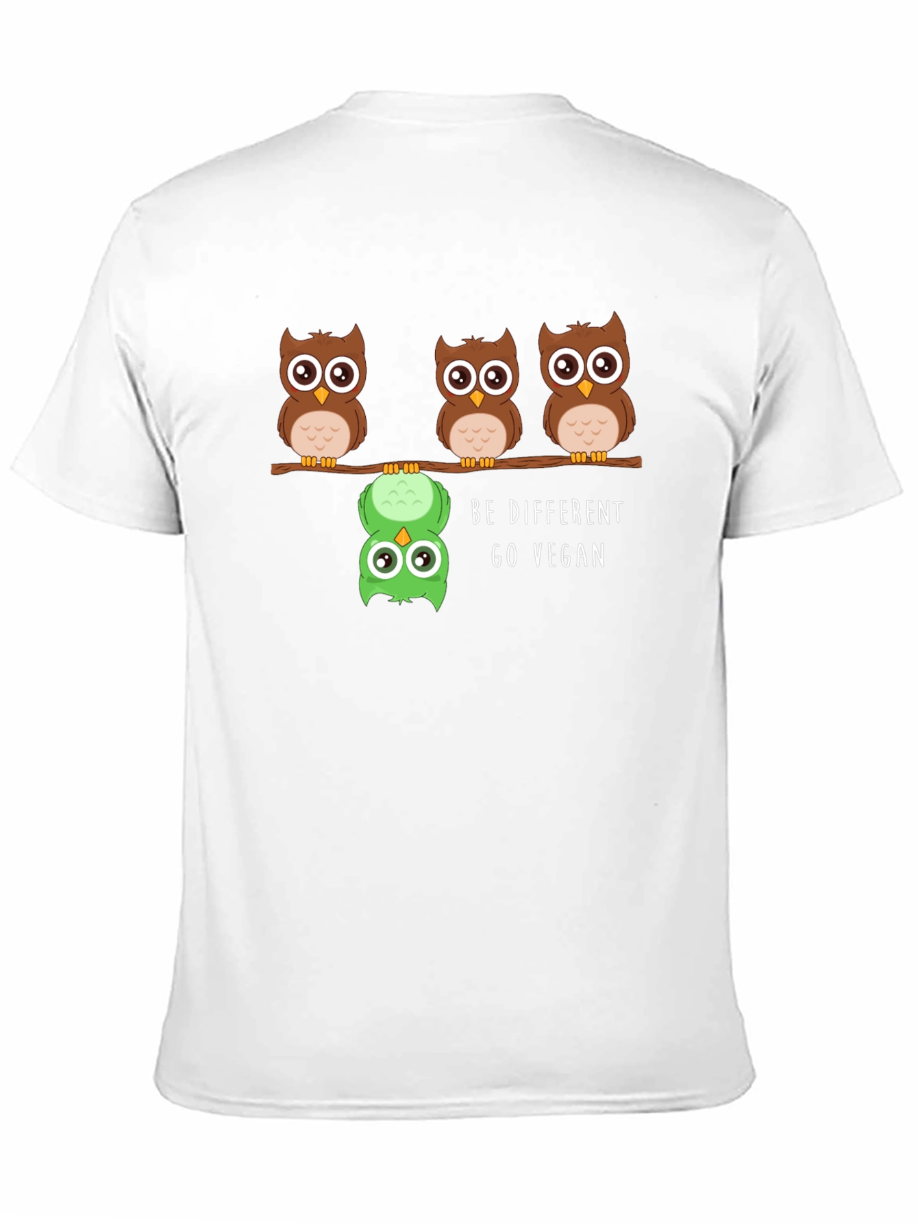 Be Different Go Vegan Owl Graphic Tee