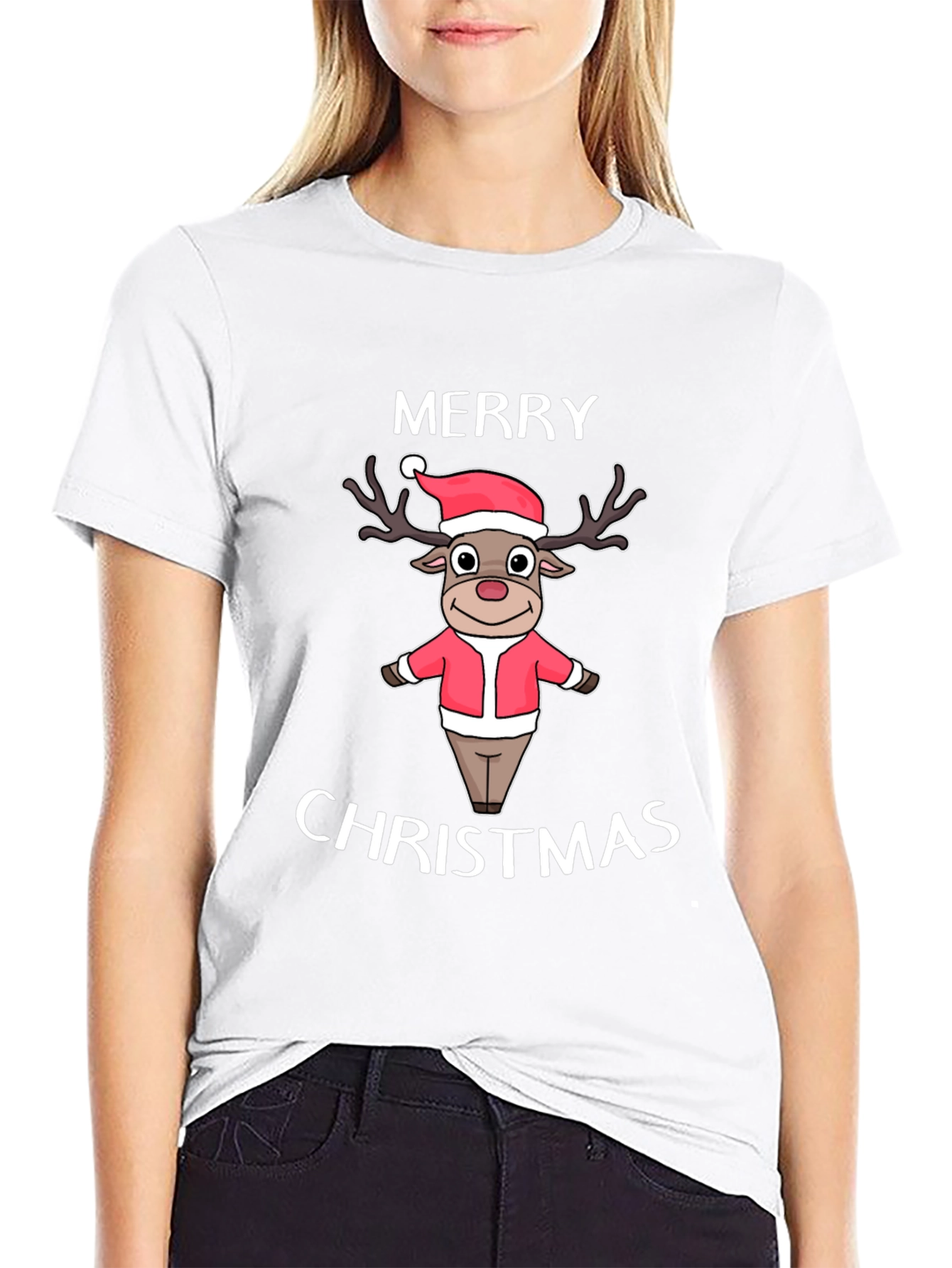Merry Christmas Reindeer Graphic T-Shirt