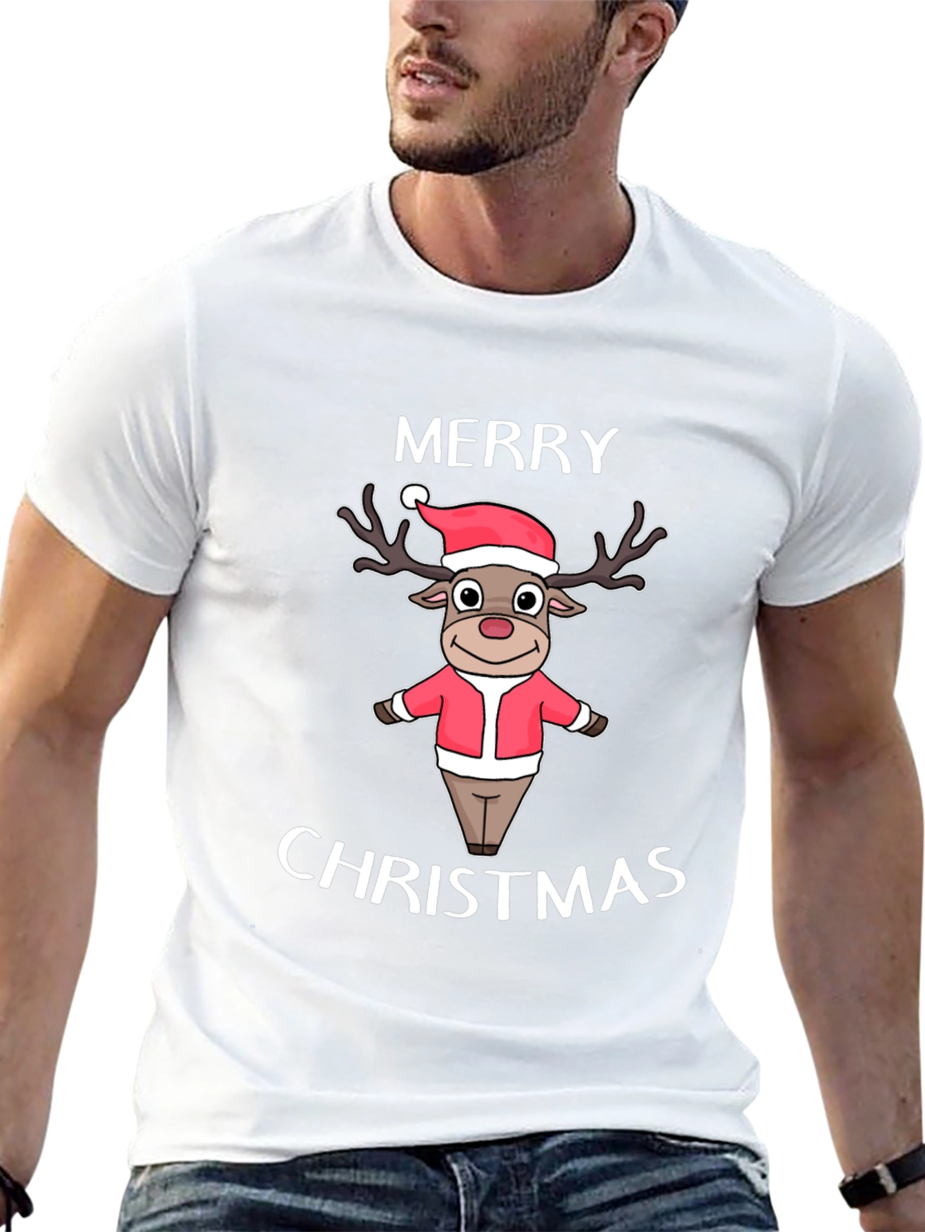 Merry Christmas Reindeer Graphic T-Shirt