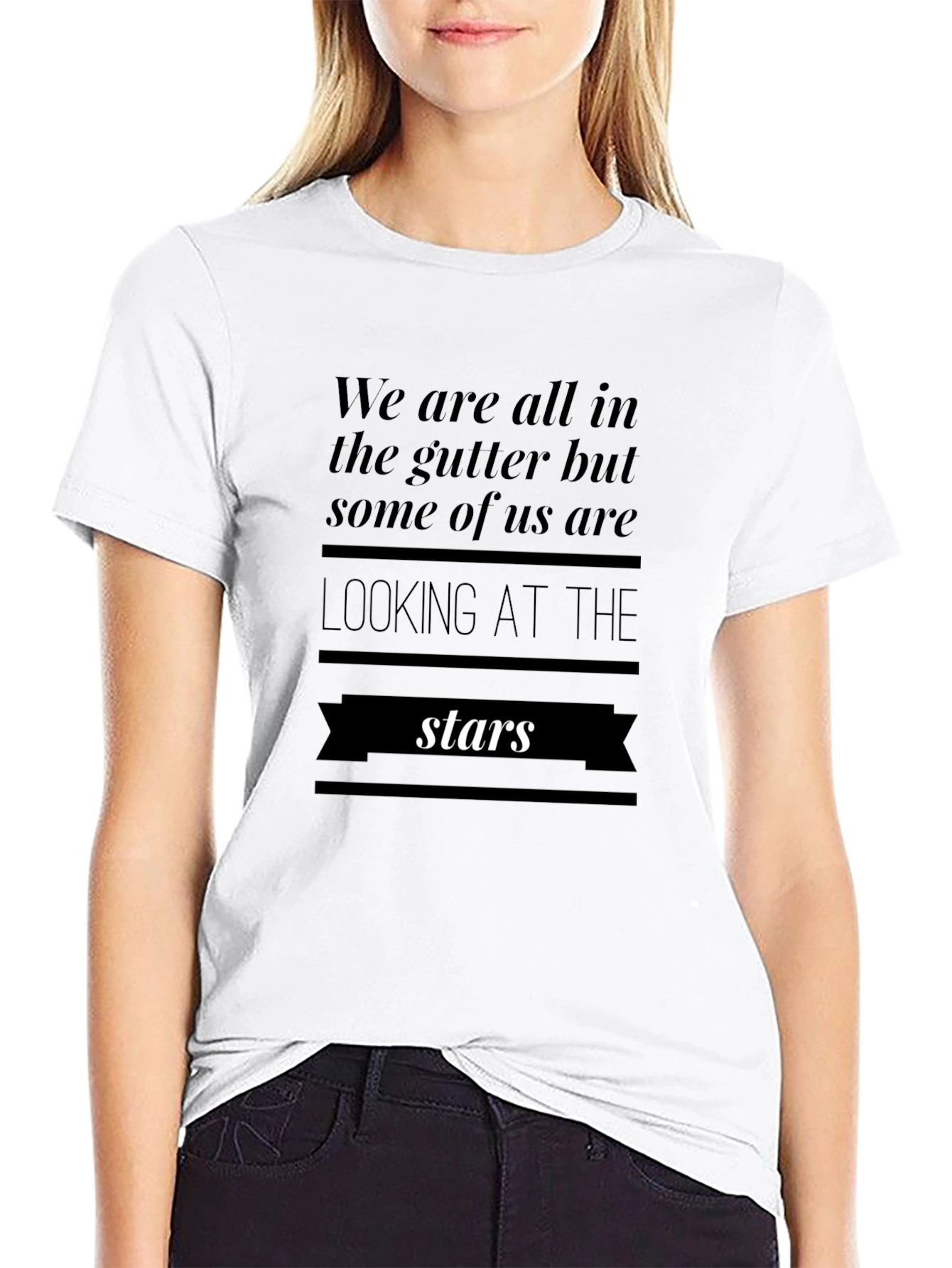 Inspirational Stars Graphic Black T-Shirt