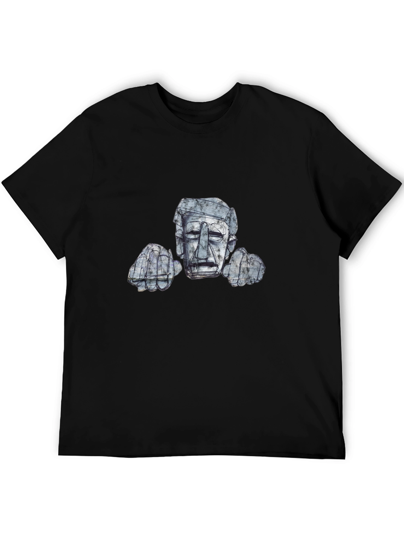 Abstract Stone Head Graphic Tee - Modern Art Design
