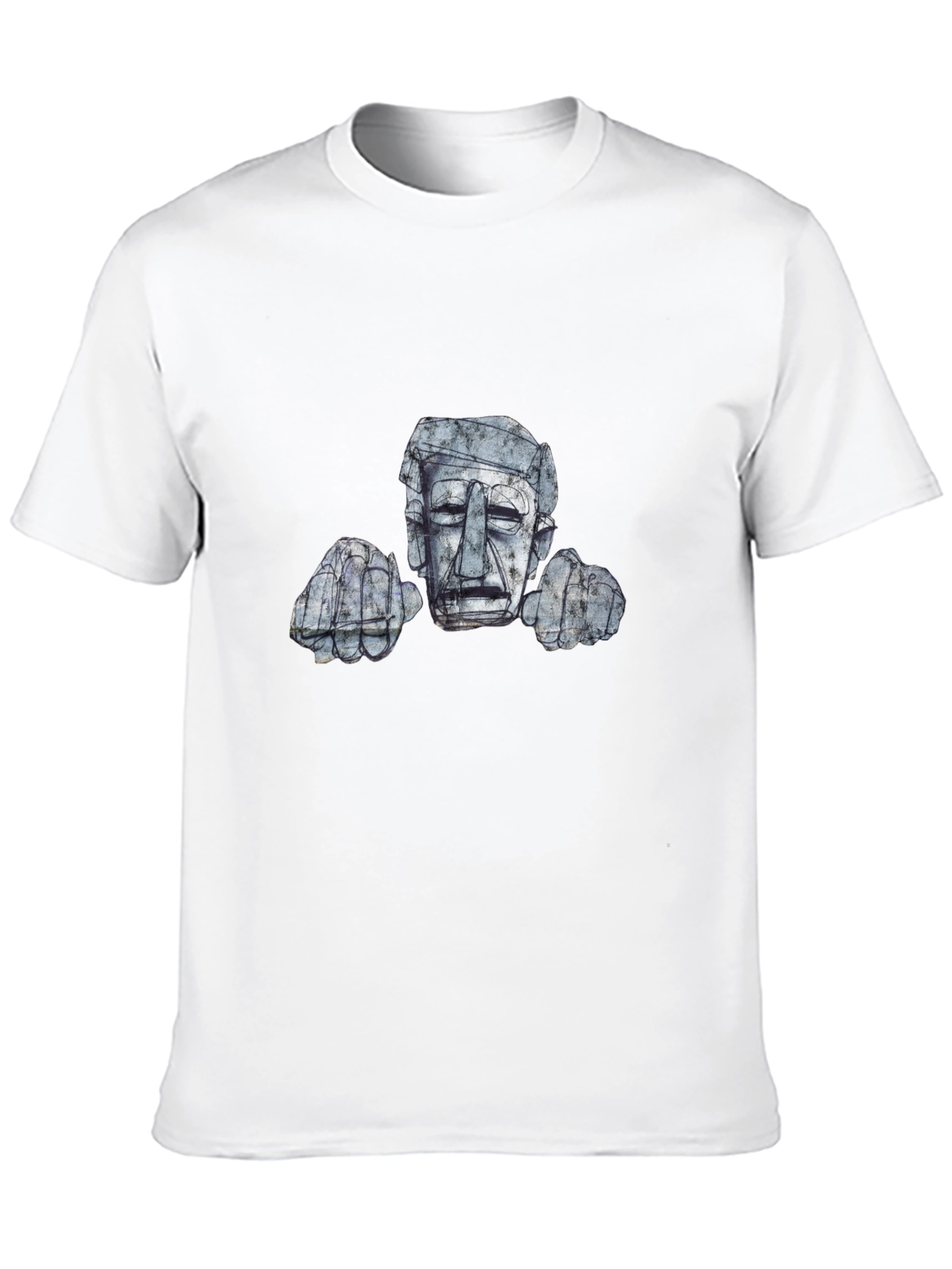 Abstract Stone Head Graphic Tee - Modern Art Design