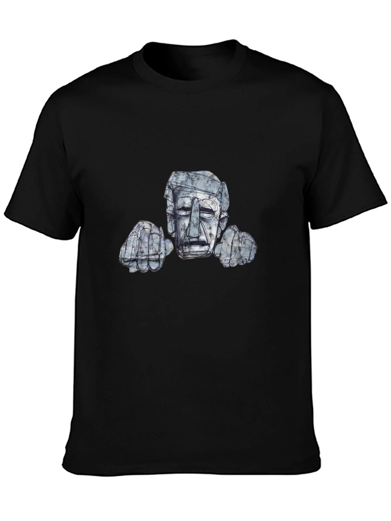 Abstract Stone Head Graphic Tee - Modern Art Design
