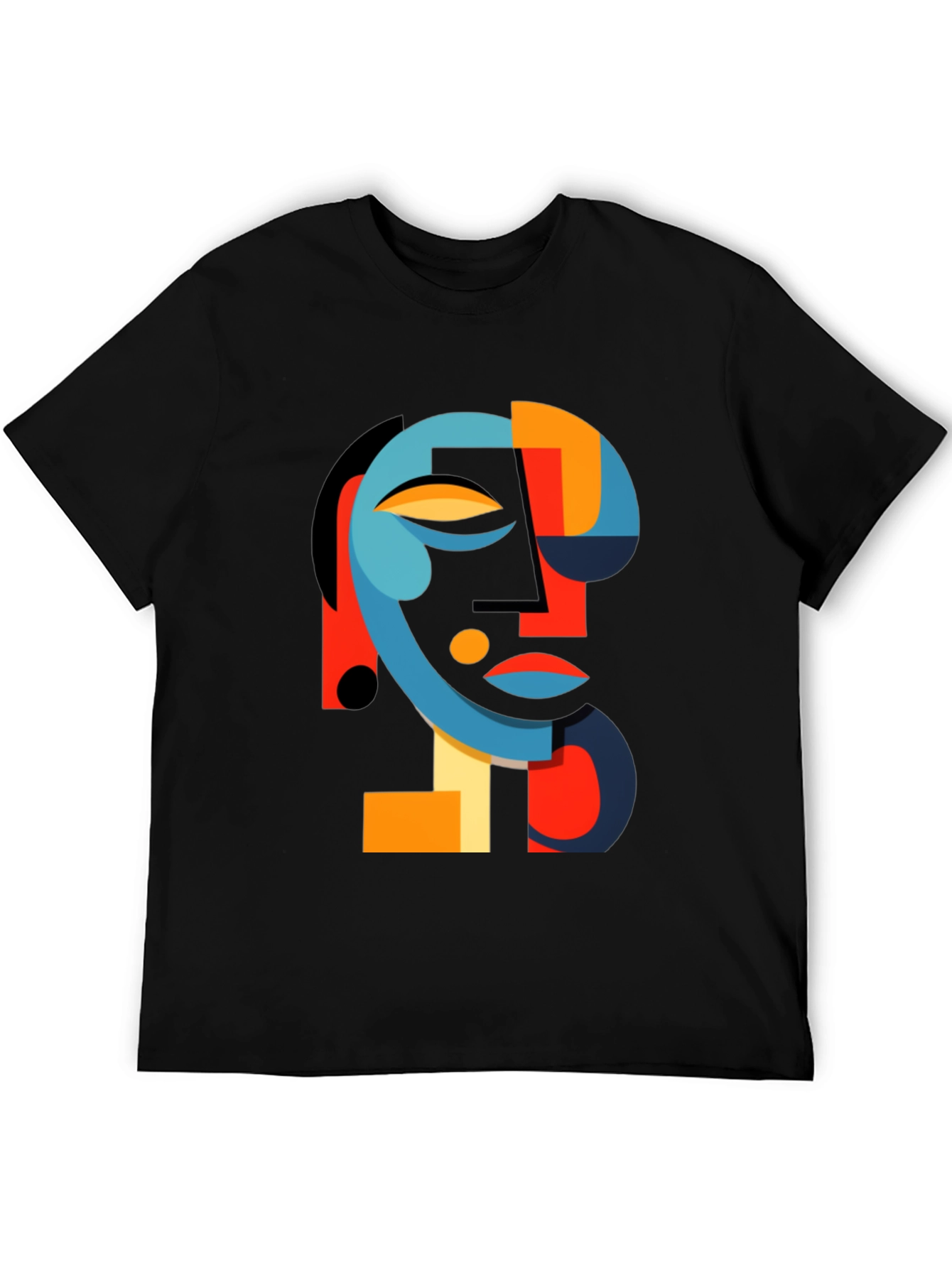 Abstract Face Graphic Black Tee