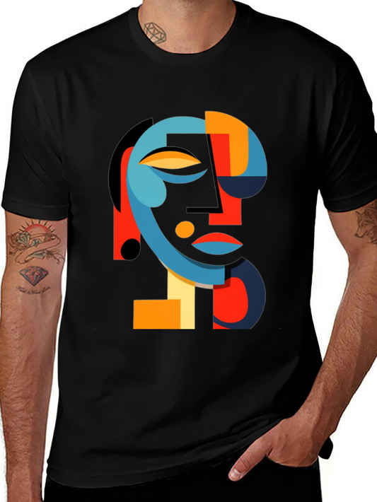 Abstract Face Graphic Black Tee