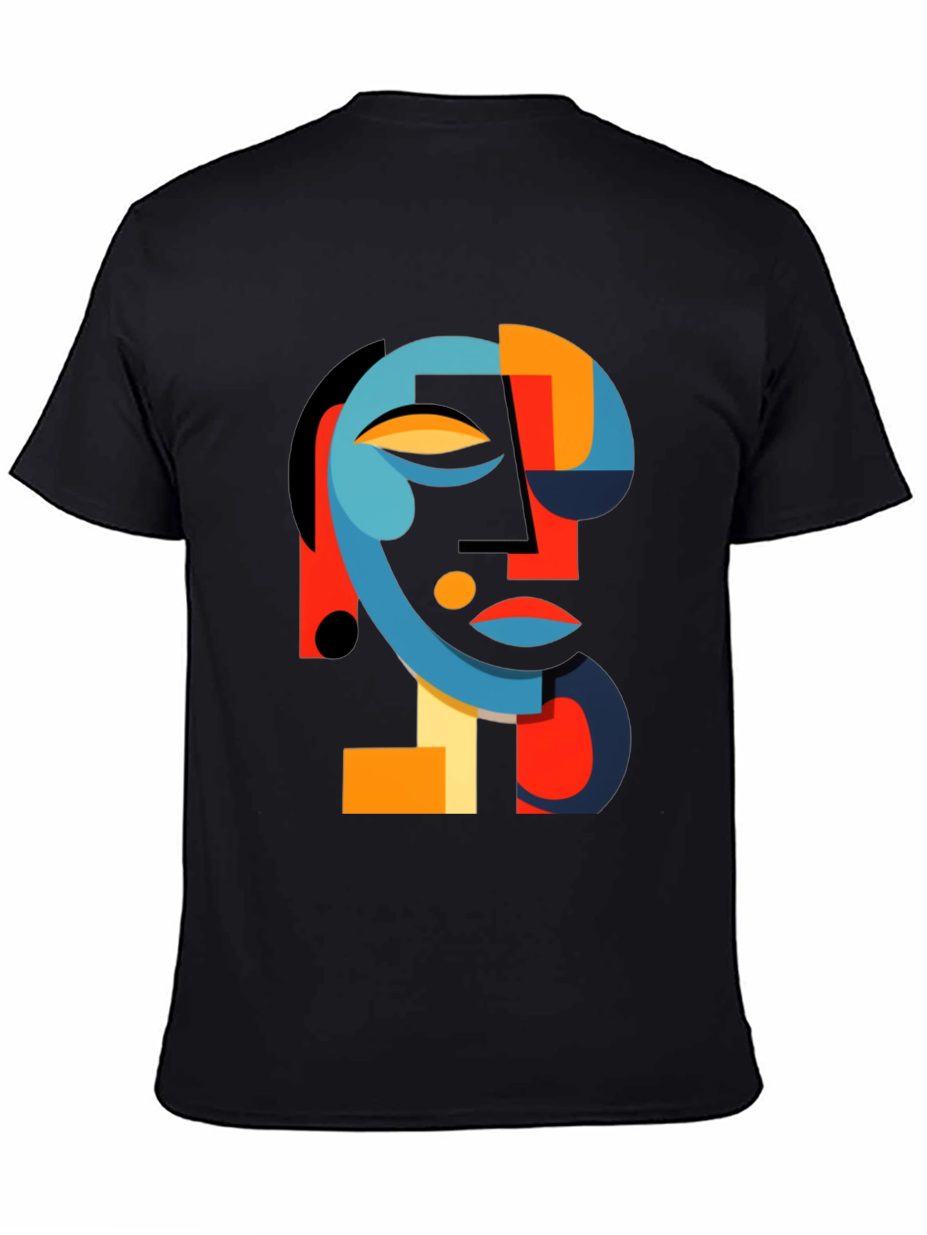 Abstract Face Graphic Black Tee