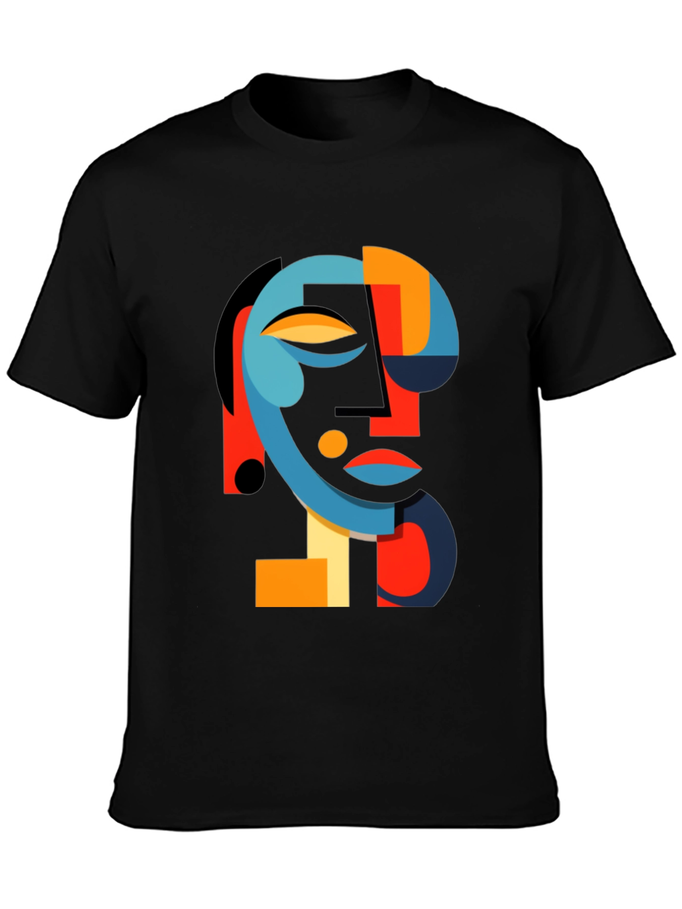 Abstract Face Graphic Black Tee