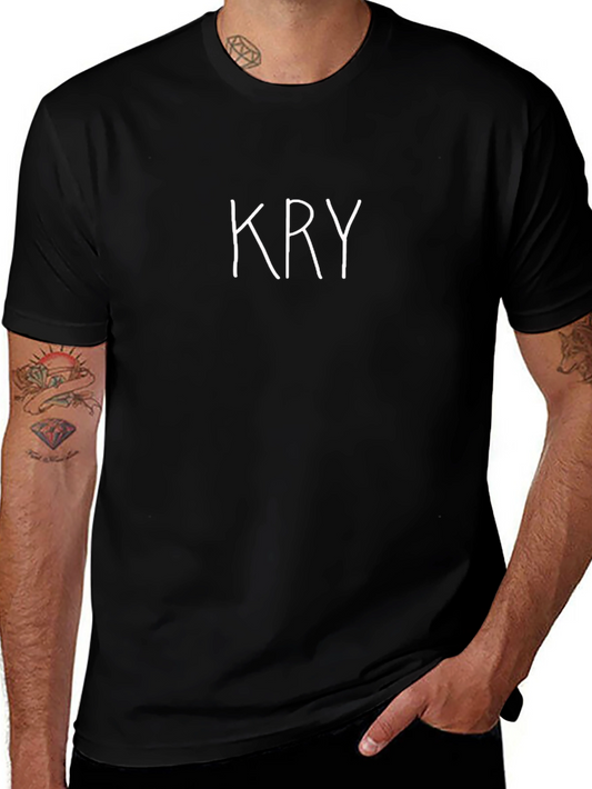 Mens Black KRY Graphic Print Tee - Casual Style