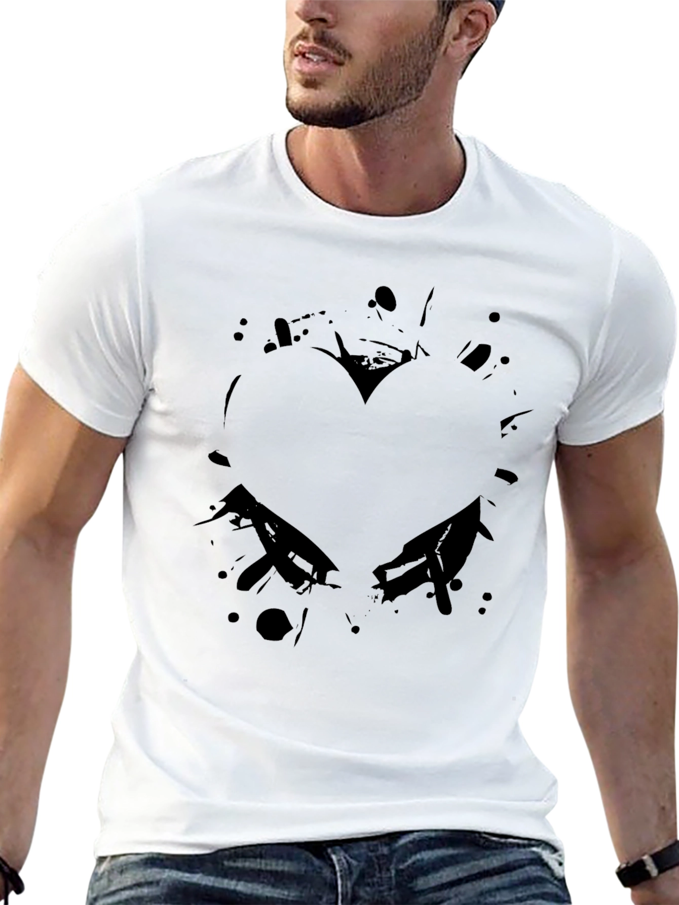Abstract Heart Graphic Black T-Shirt