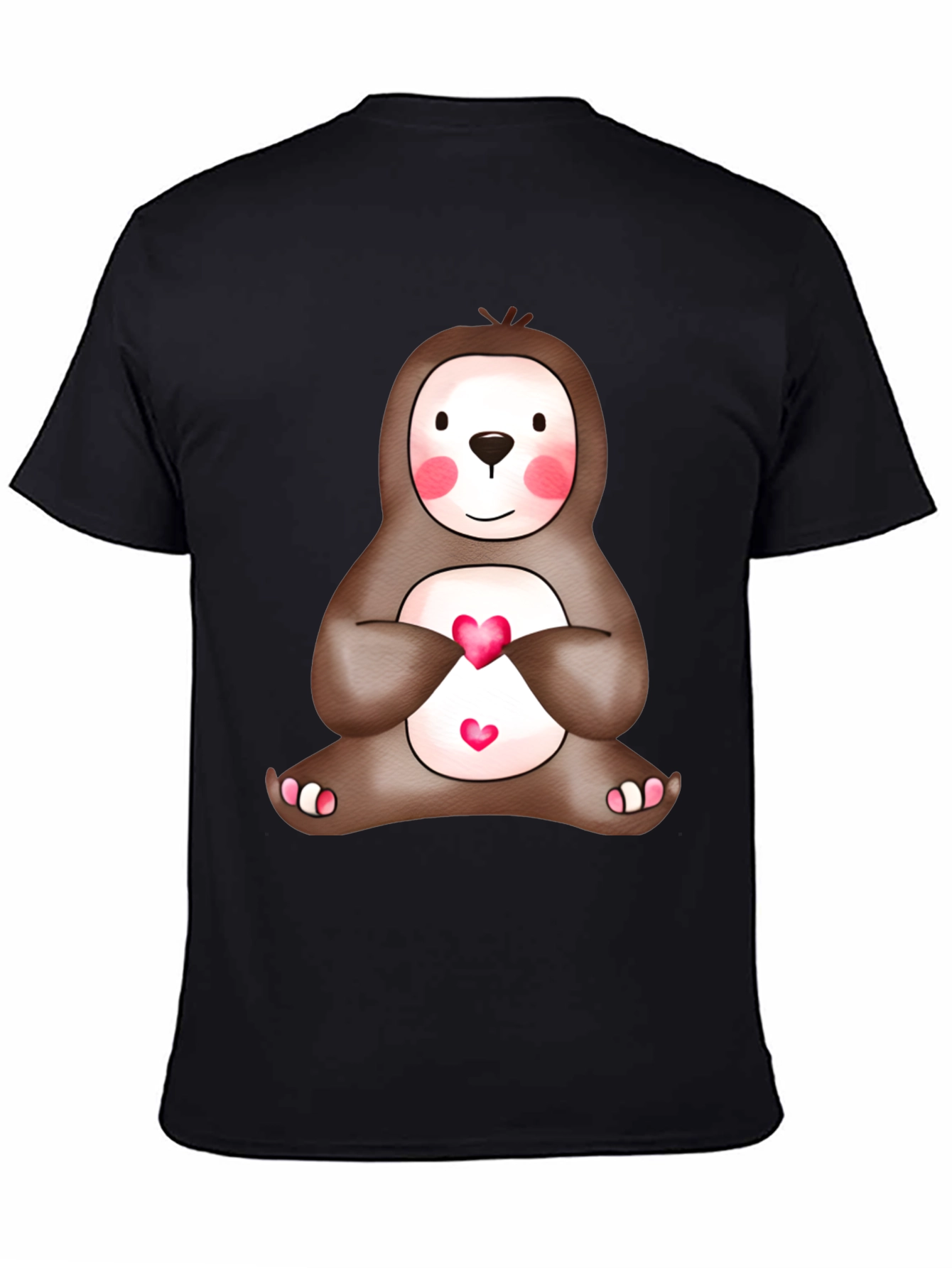 Cute Sloth Heart T-Shirt - Mens Black Tee