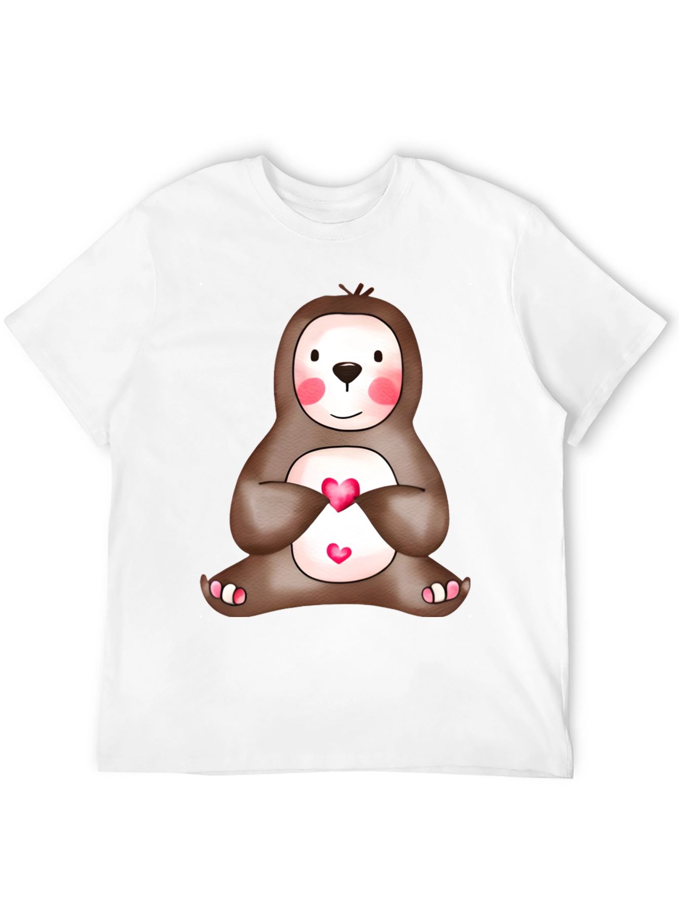 Cute Sloth Heart T-Shirt - Mens Black Tee