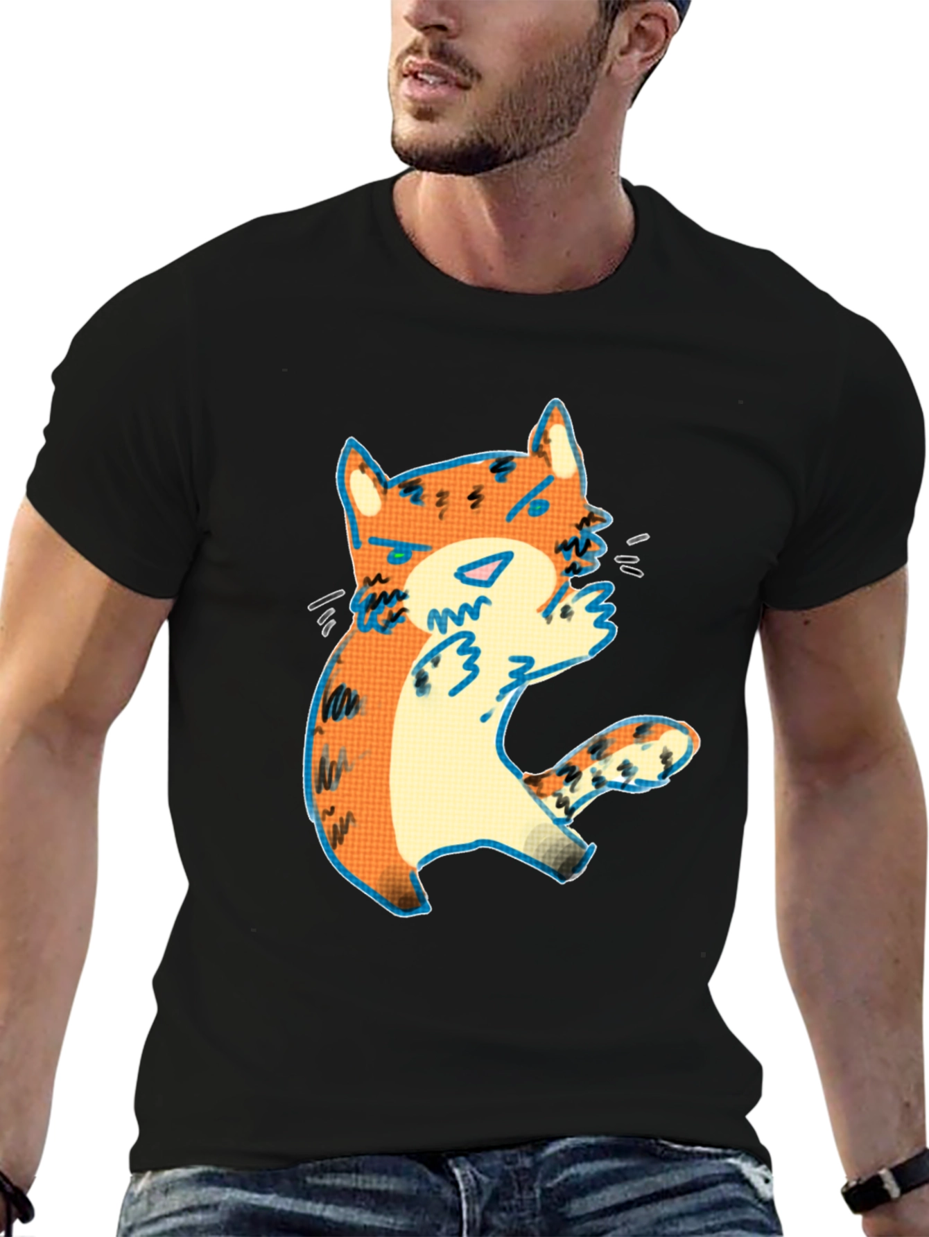 Cute Cartoon Cat Graphic Tee