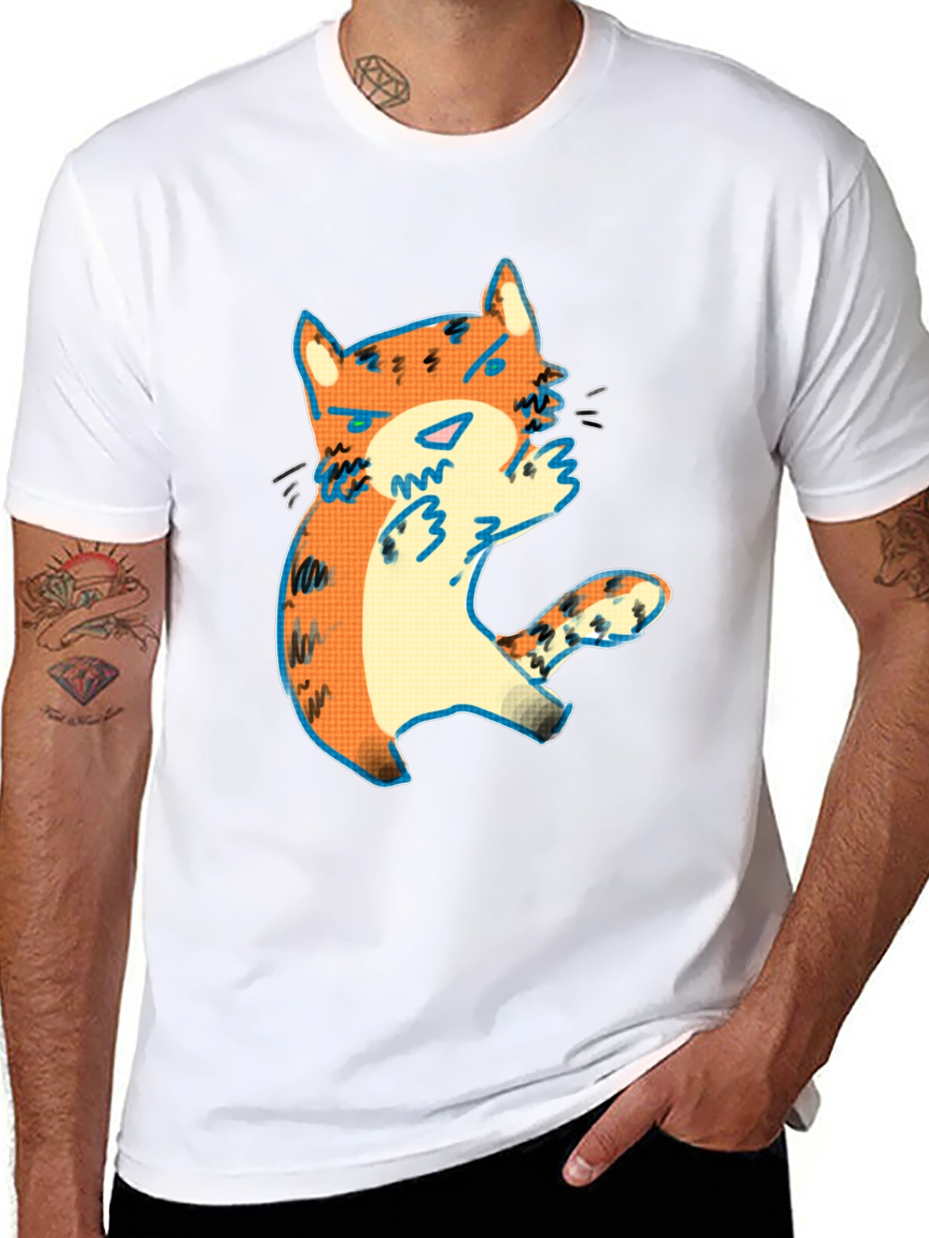 Cute Cartoon Cat Graphic Tee