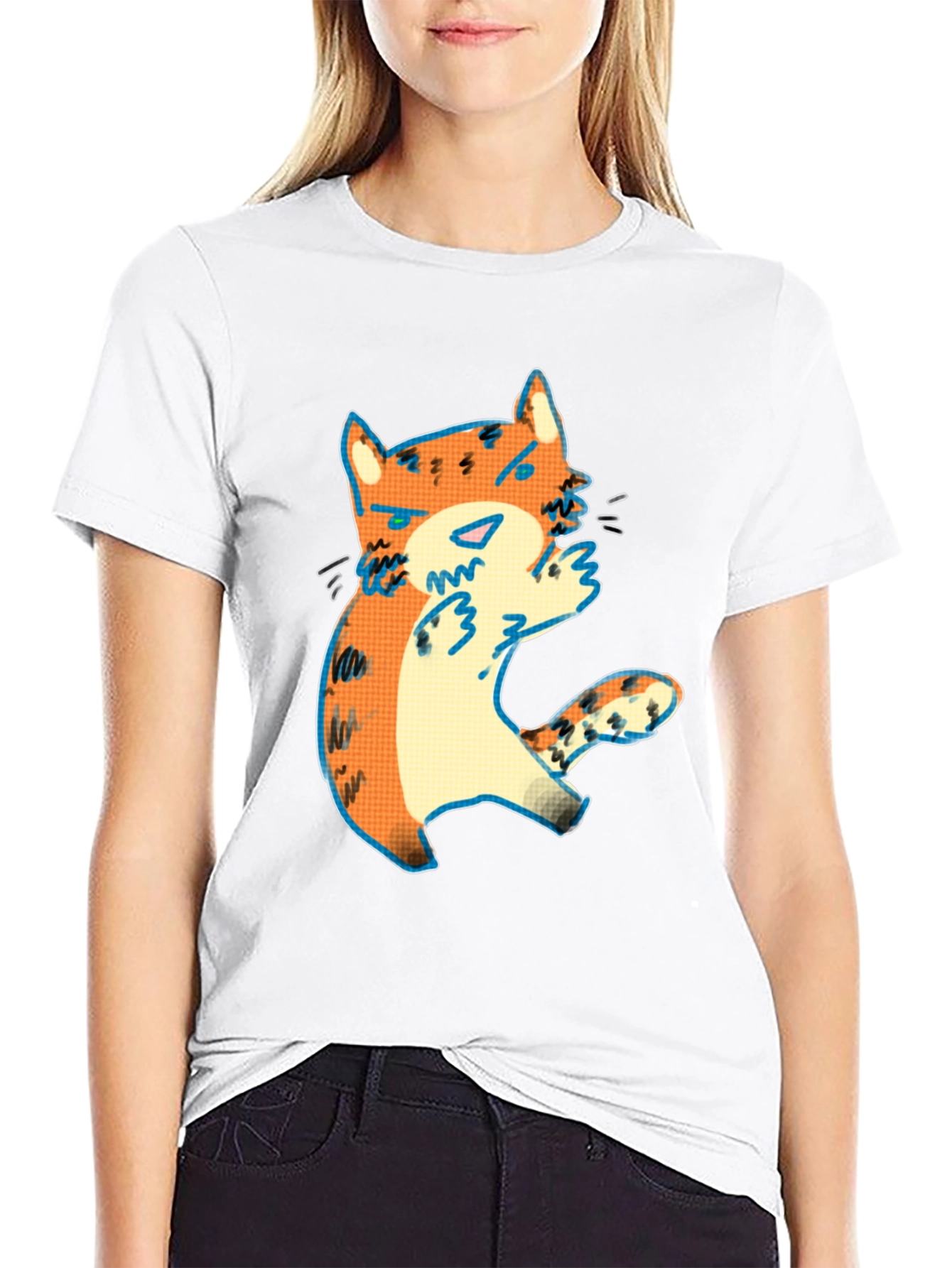 Cute Cartoon Cat Graphic Tee