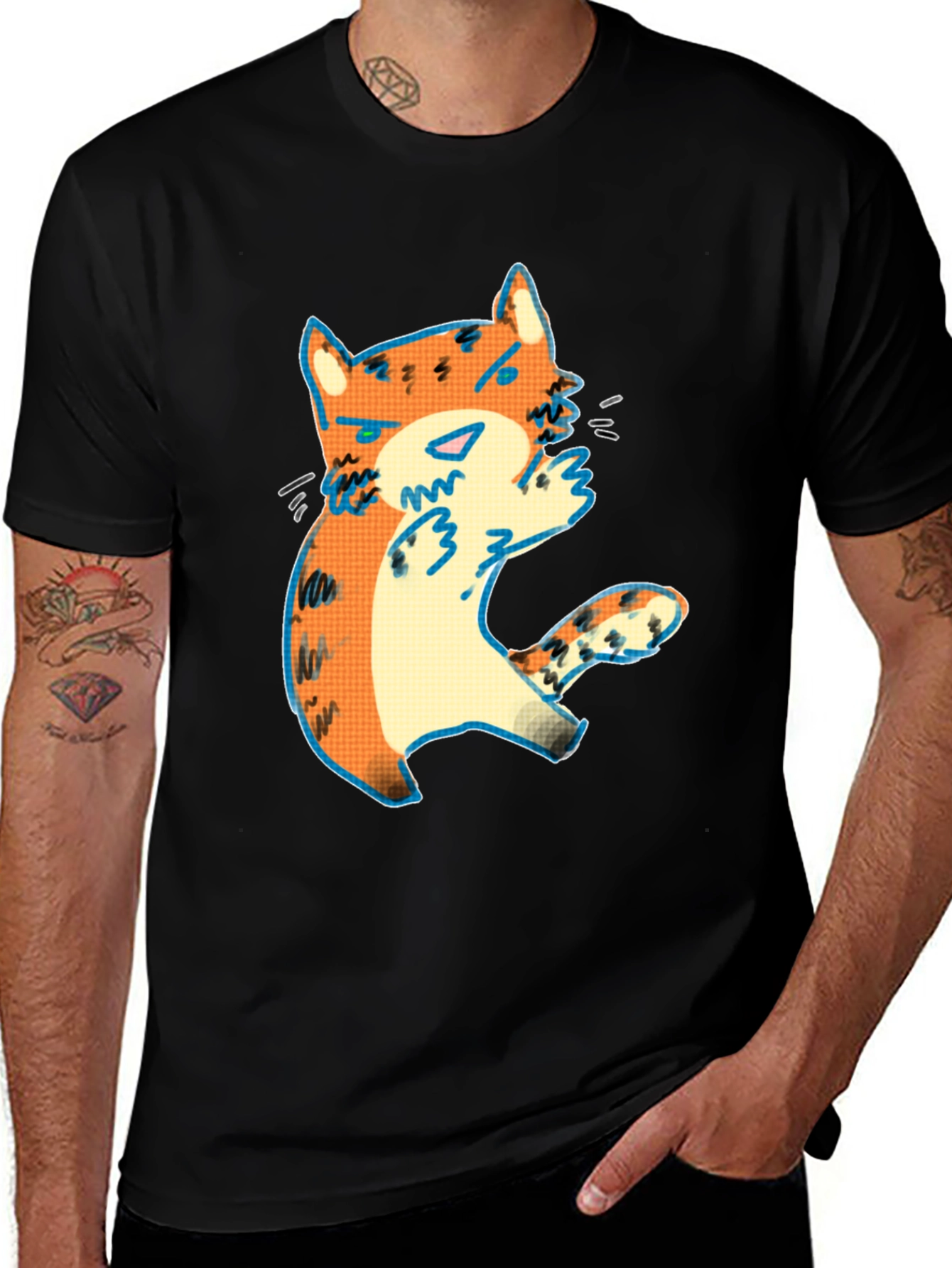 Cute Cartoon Cat Graphic Tee