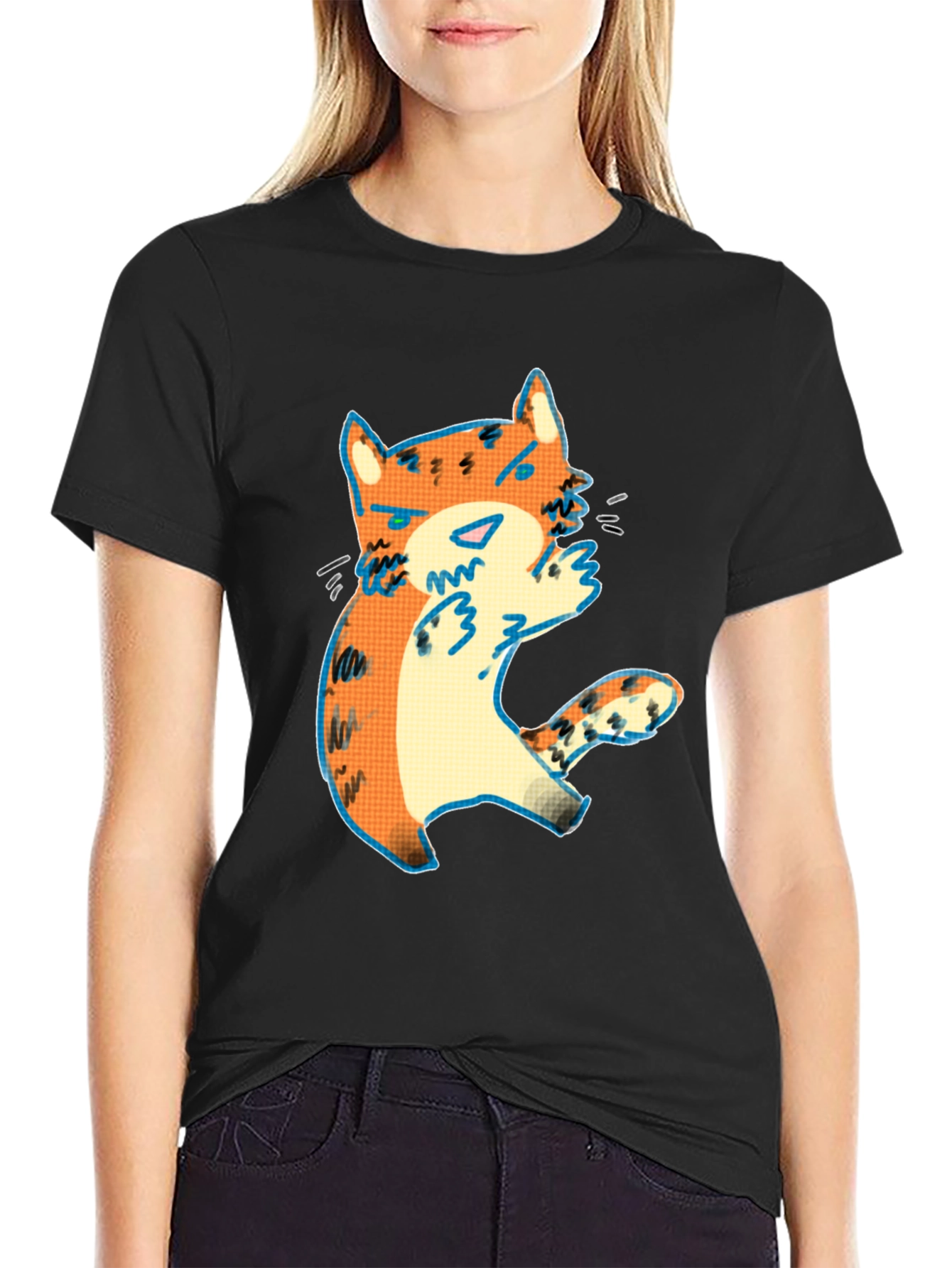 Cute Cartoon Cat Graphic Tee
