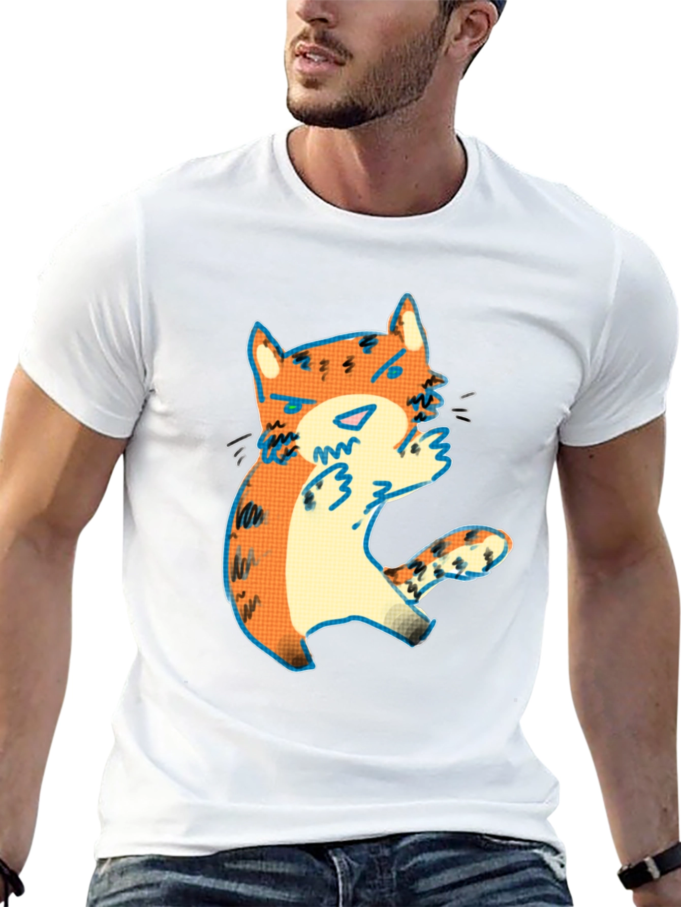 Cute Cartoon Cat Graphic Tee