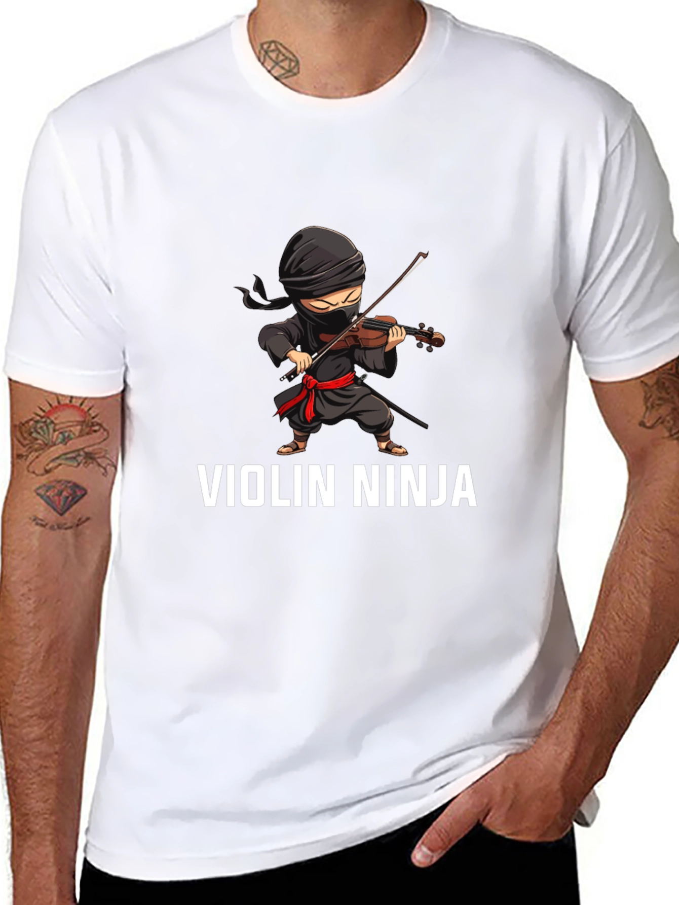 Violin Ninja Graphic Tee - Unique Musician T-Shirt